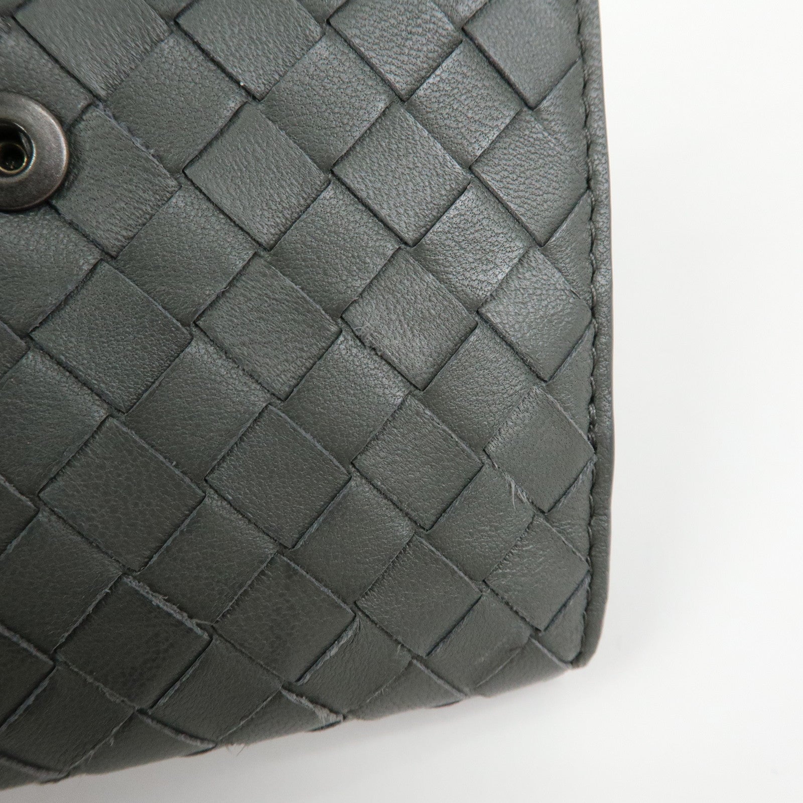 BOTTEGA VENETA Intrecciato Leather Compact Wallet Grey