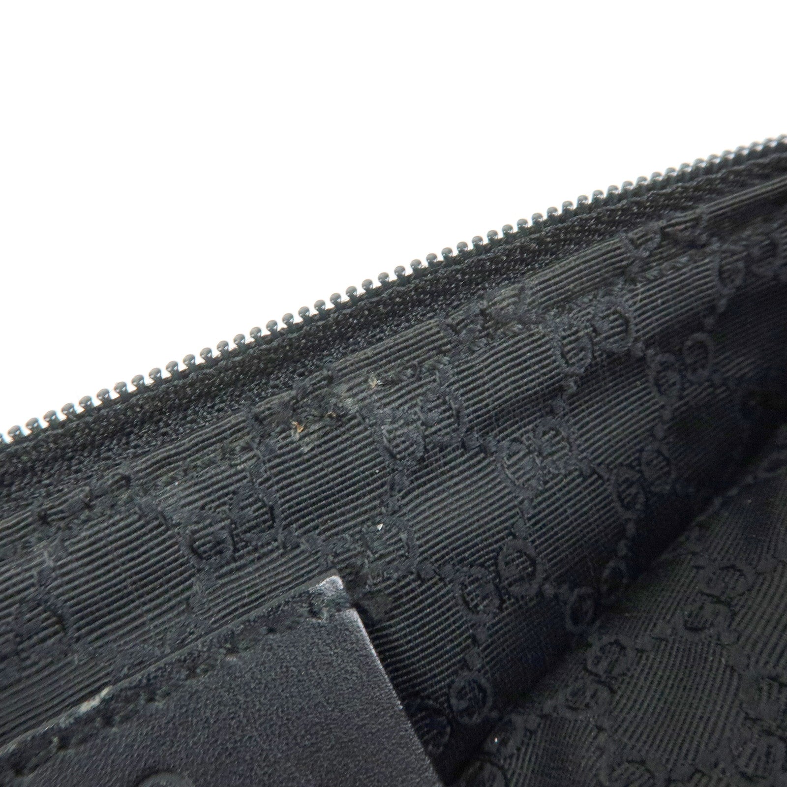 GUCCI Sherry Accessory Pouch Denim Canvas Leather Hand Bag Black 92820