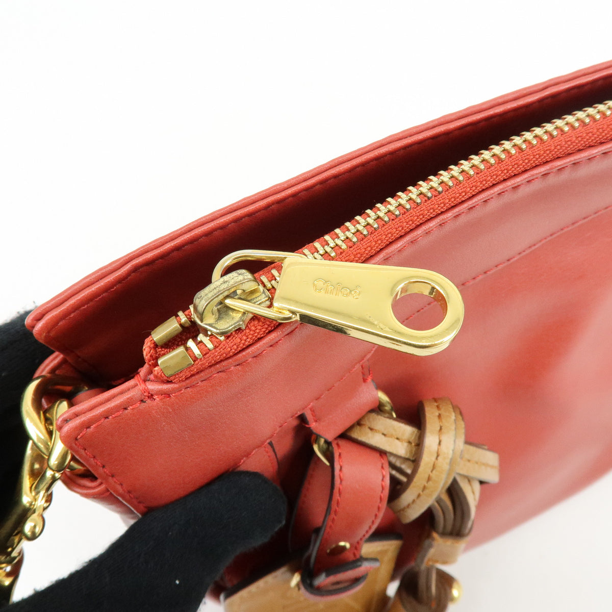 Chloe Eden Leather Shoulder Bag Crossbody Bag Tassel Red