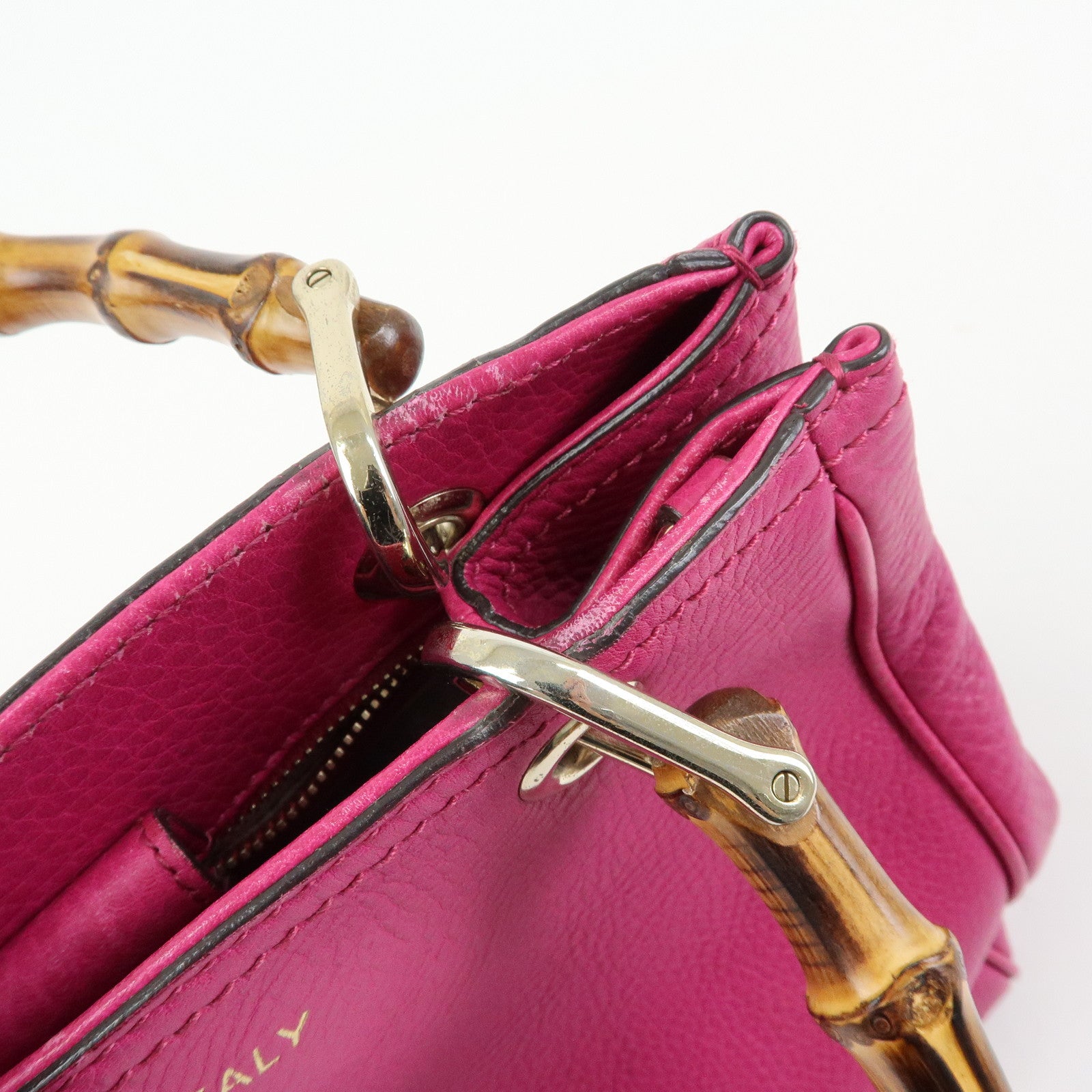 GUCCI Bamboo Shopper Small Leather 2Way Bag Tote Bag Pink 336032