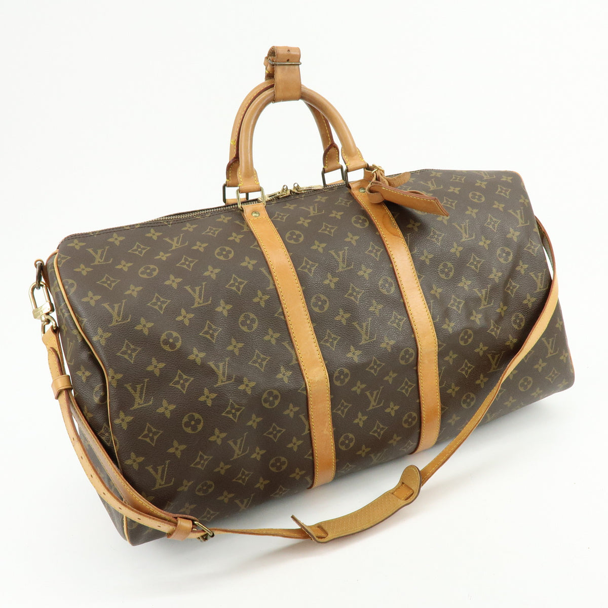 Louis Vuitton Monogram Keep All Bandouliere 55 Boston Bag Brown M41414