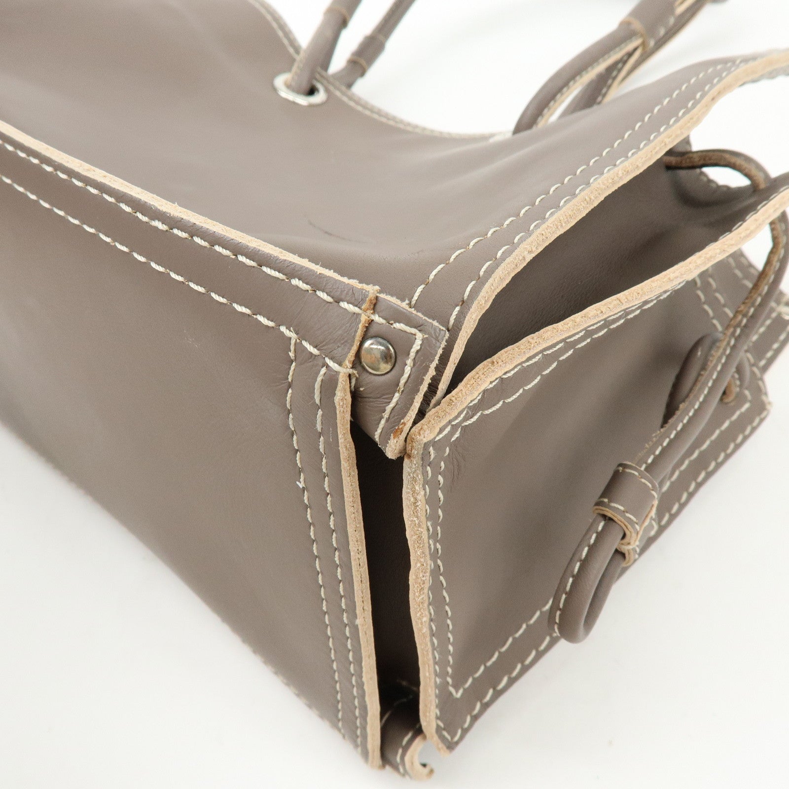 LOEWE Anagram Perforated Shopper Tote Bag Leather Shoulder Bag Brown