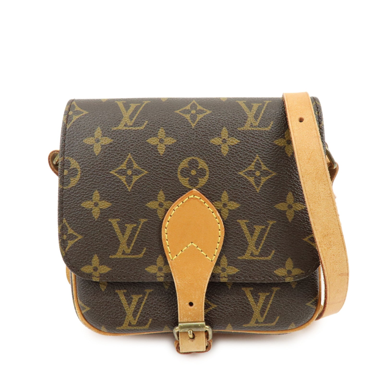Louis Vuitton Monogram Mini Cartouchiere Shoulder Bag Brown M51254