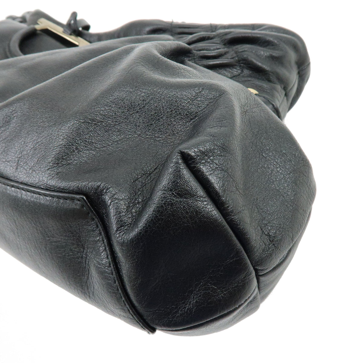 Ferragamo Gancini Leather 2Way Bag Hand Bag Shoulder Bag Black