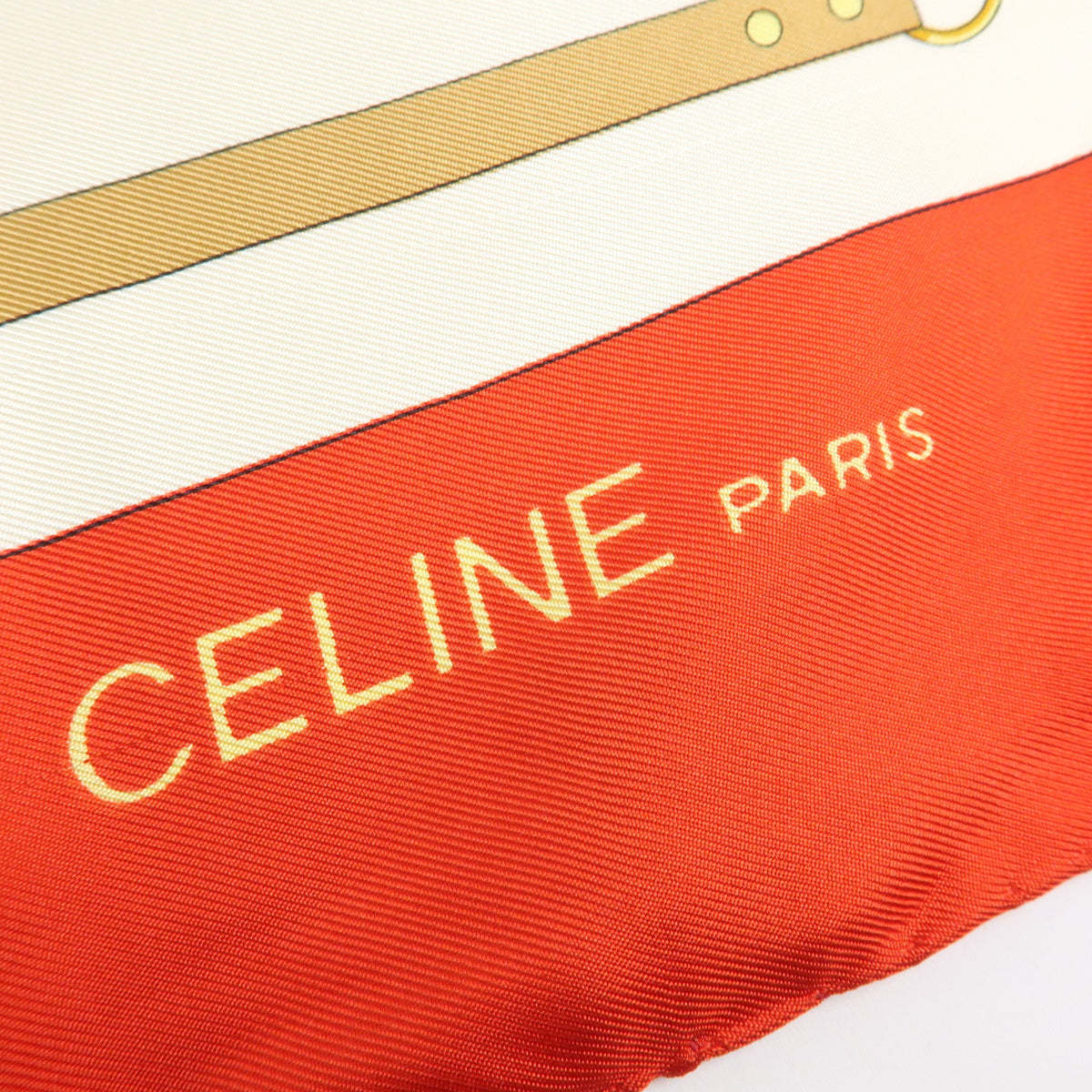 CELINE FENDI Lot of 2 Silk 100% Scarf Chain Motif Red White Blue