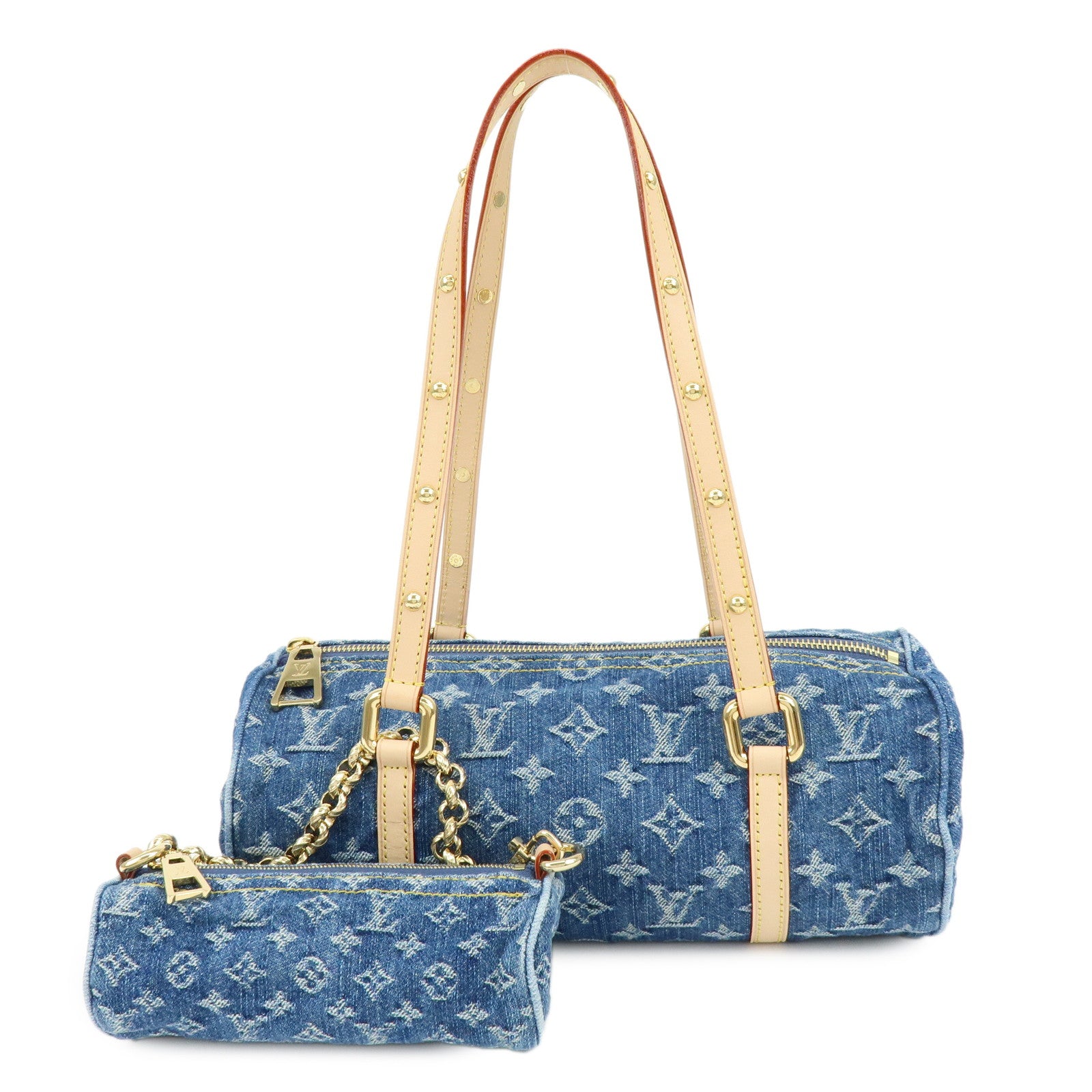 Louis Vuitton Monogram Denim Papillon MM LV Remix Bag Pouch M46830