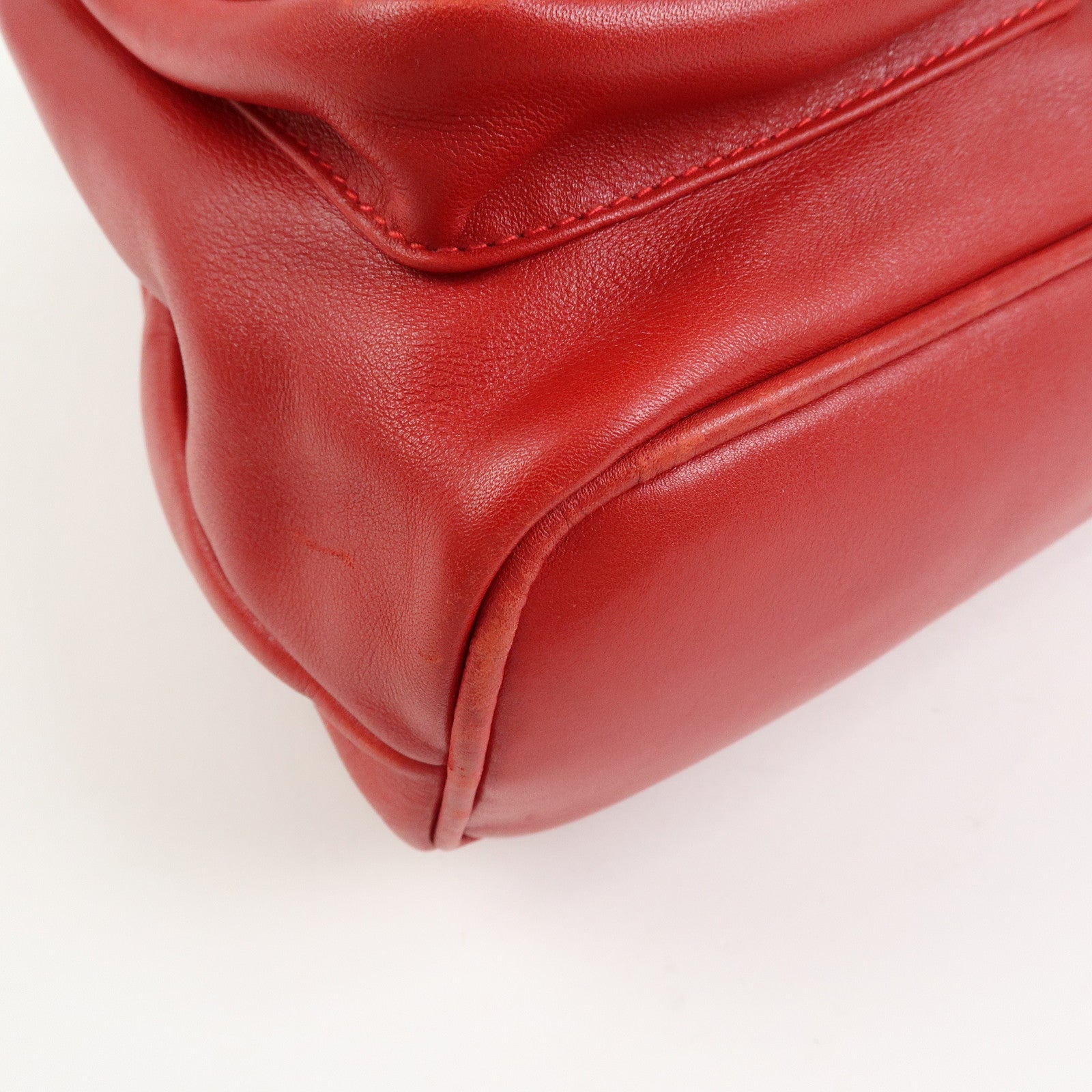 Gucci Bamboo Leather Backpack Rucksack Red 003・2058・0016