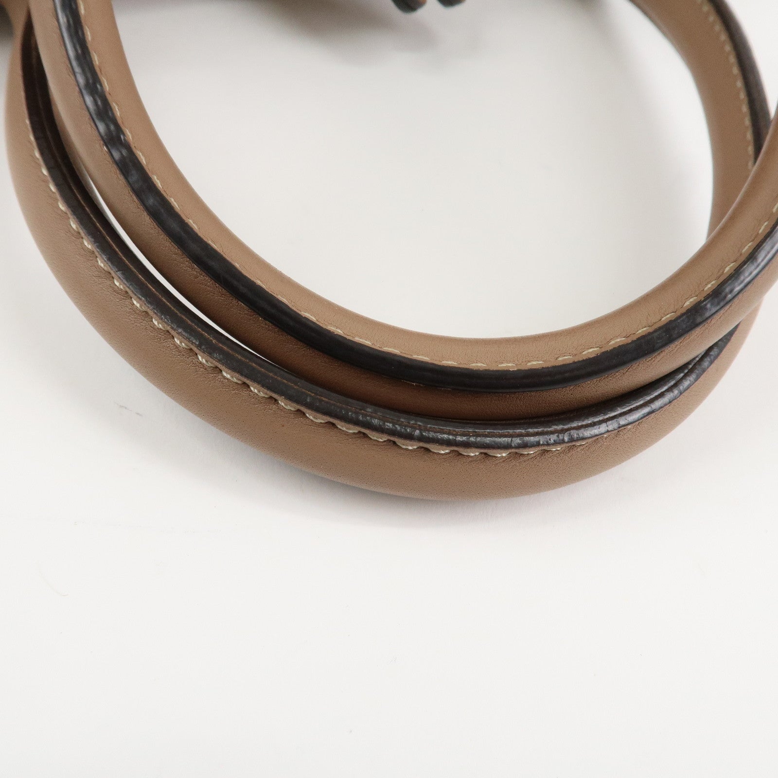 TOD'S Leather Shoulder Bag Boston Bag Hand Bag Beige Used