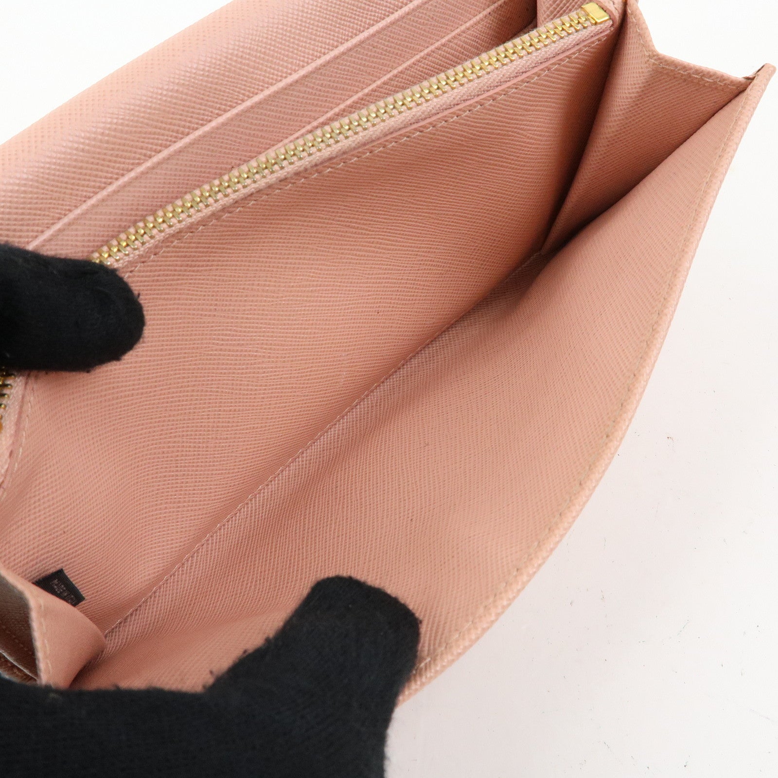 PRADA Logo Ribbon Saffiano Leather Long Wallet Pink 1M1132