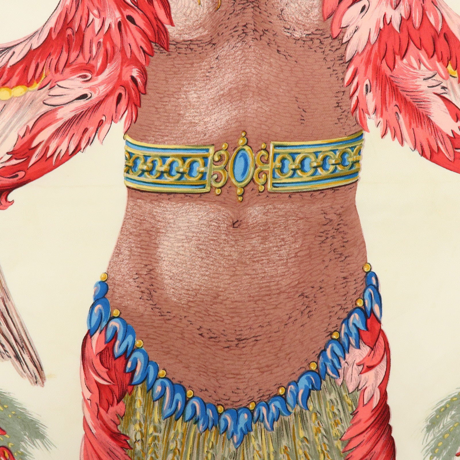 HERMES Carre 90 Silk 100% Scarf CERES Gray Red