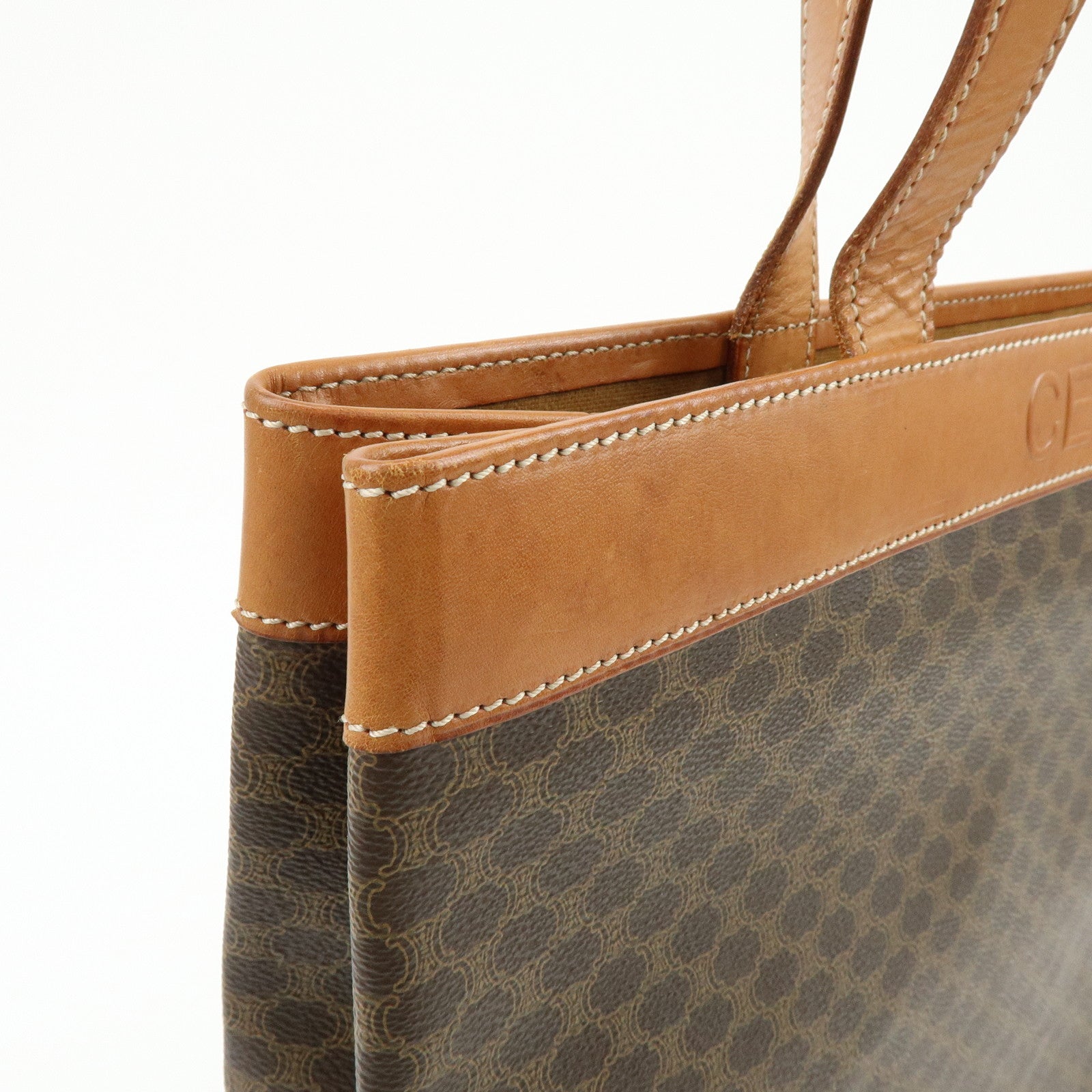 CELINE Macadam PVC Leather Tote Shoulder Bag Brown