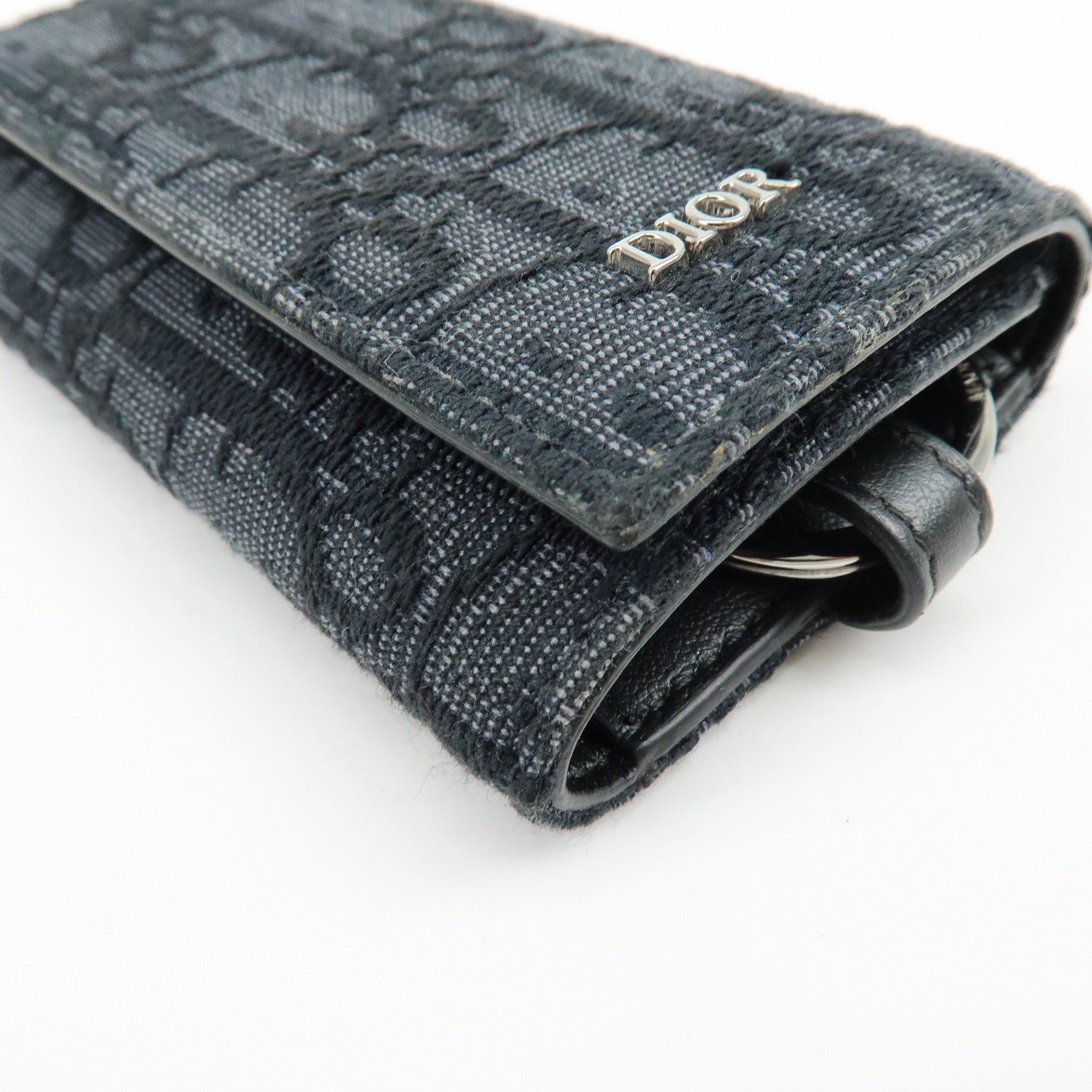 Christian Dior Oblique Canvas Leather 6 Rings Key Case Black