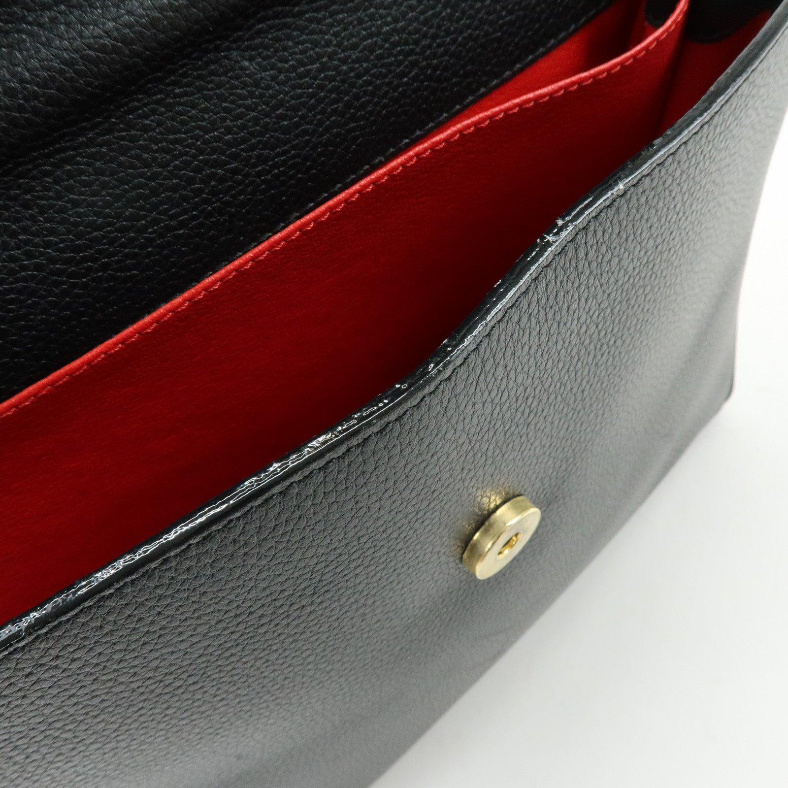 CELINE Leather 2WAY Bag Top Handle Bag Shoulder Bag Black