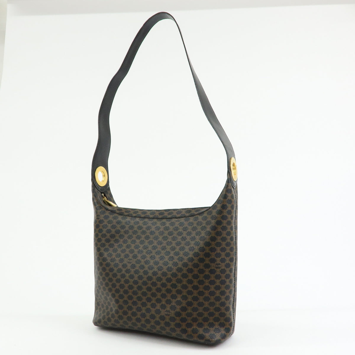CELINE Macadam PVC Shoulder Bag Crossbody Bag Brown Black