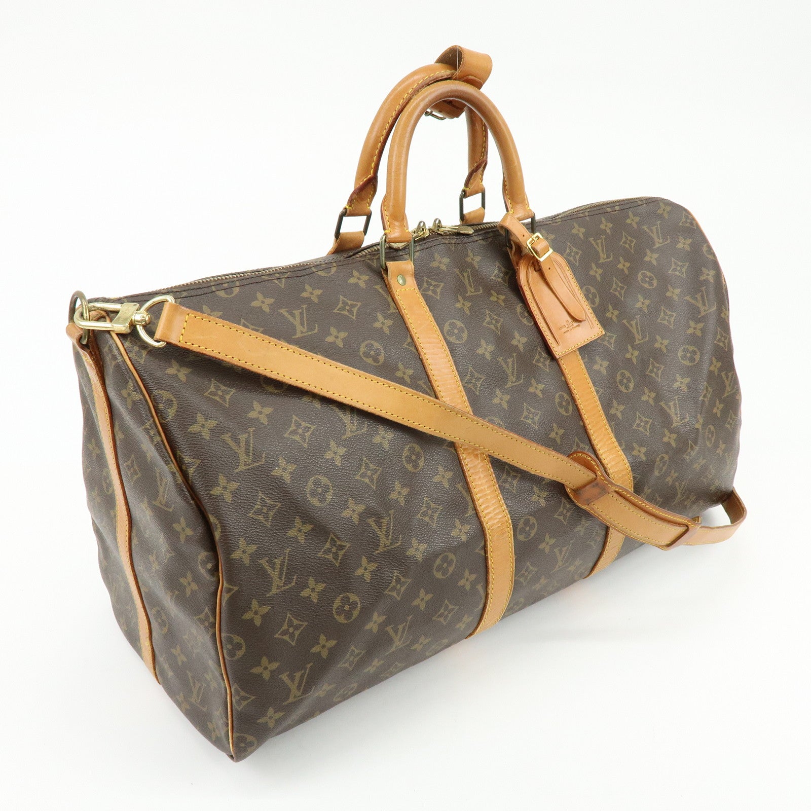 Louis Vuitton Monogram Keep All 55 Bandouliere Boston Bag Brown M56714