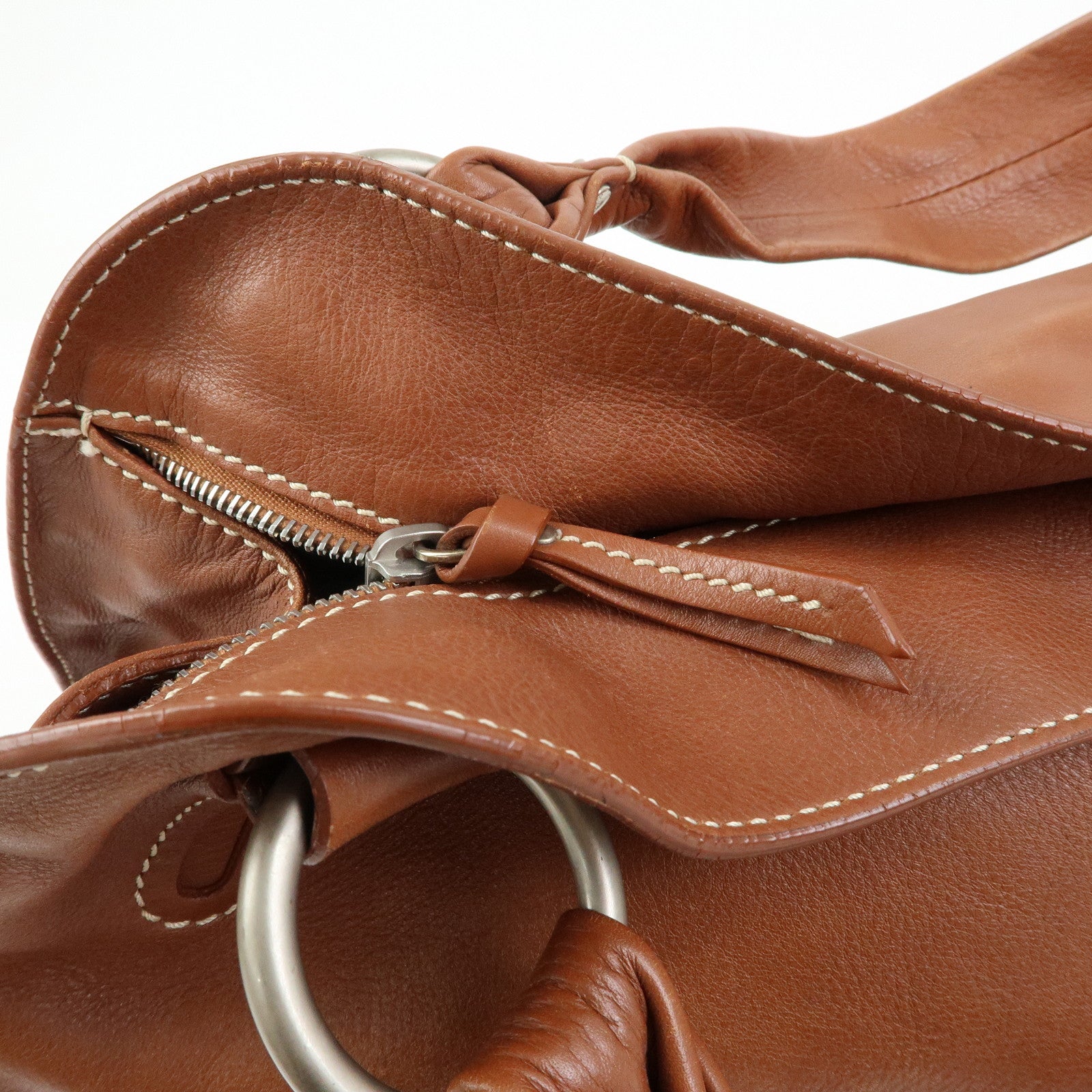 CELINE Bittersweet Leather Shoulder Bag Hand Bag Brown