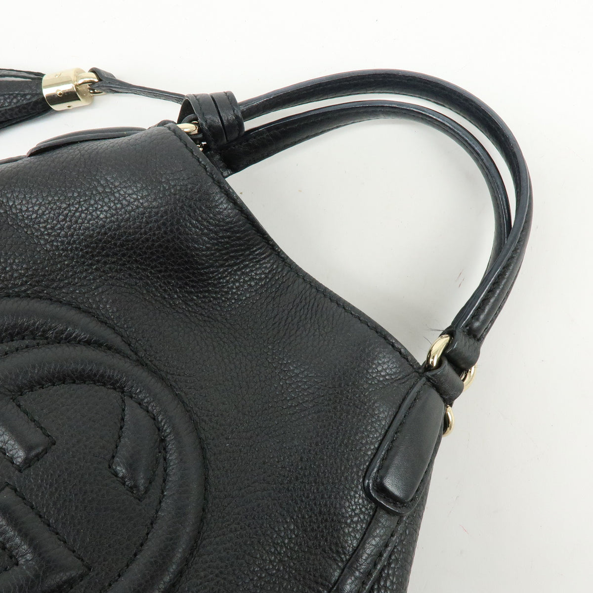 GUCCI SOHO Interlocking G Leather 2Way Bag Hand Bag Black 336751