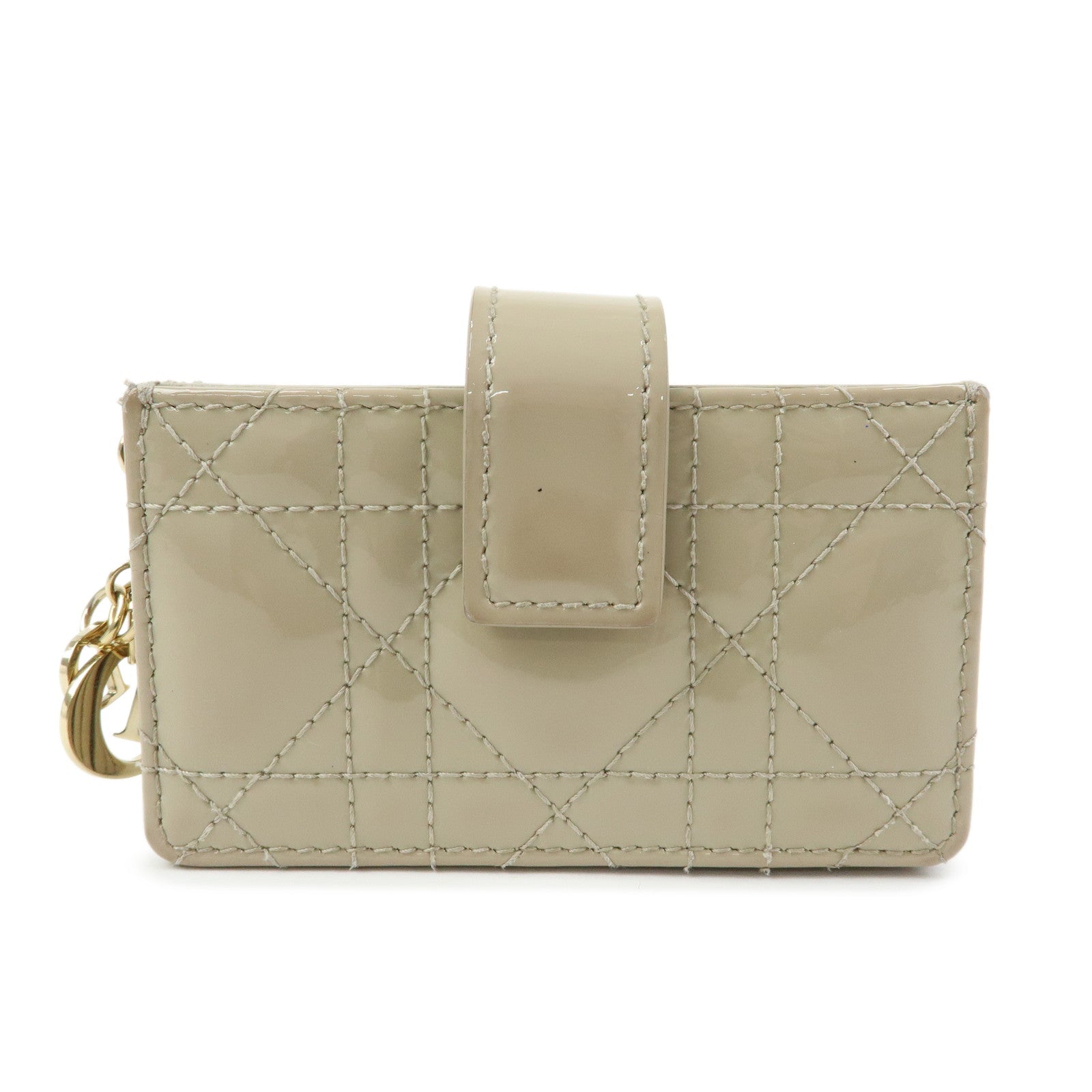 Christian Dior Lady Dior Cannage Jasmine Patent Leather Card Case