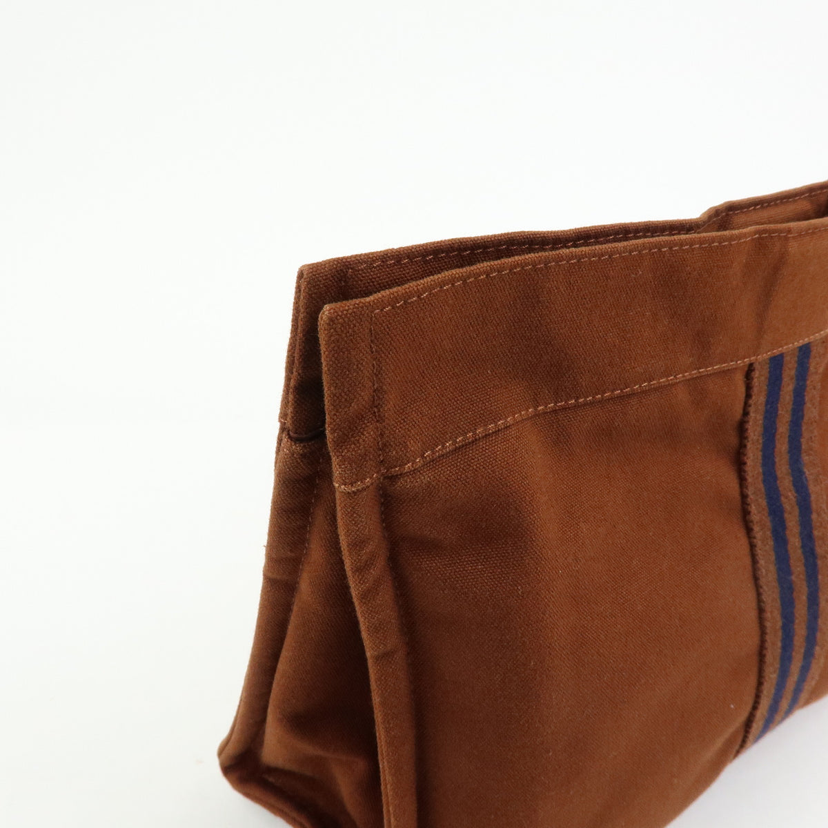 HERMES Fourre Tout Canvas Pouch Clutch Bag Maron Brown