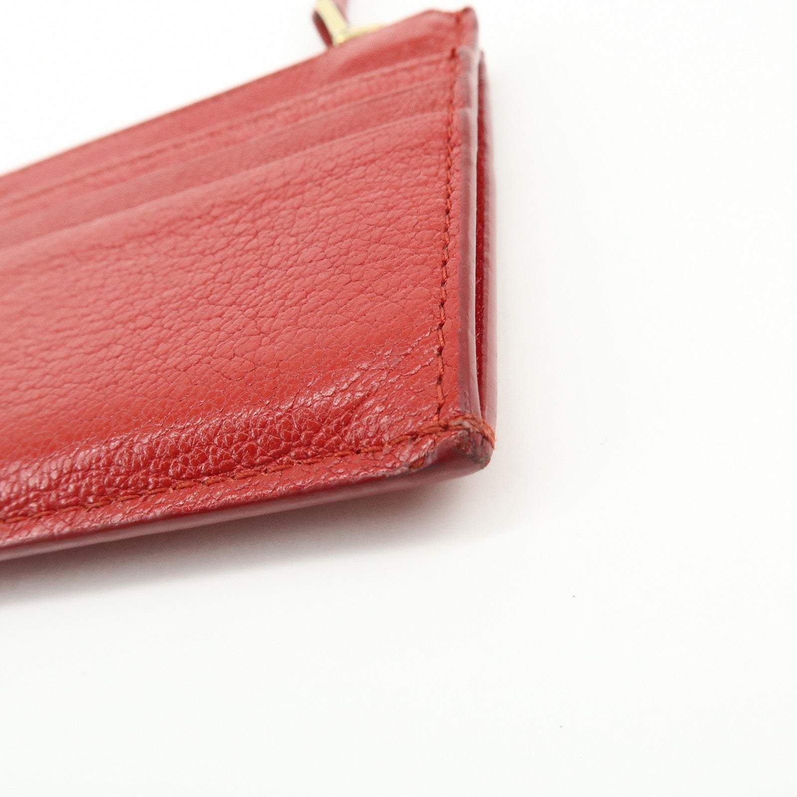 MIU MIU Madras Leather Slim Card Holder Fragment Coin Case Red 5MC446