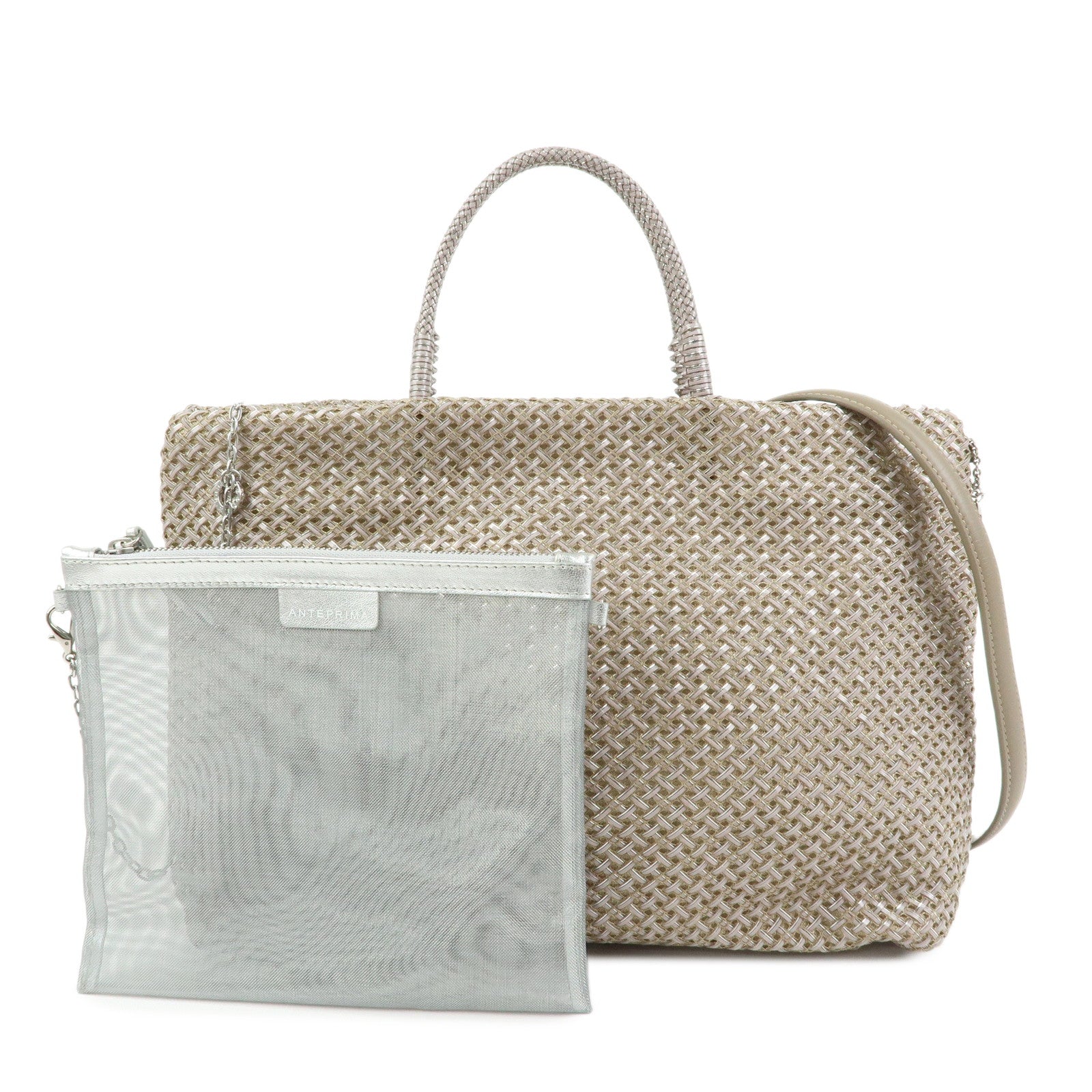 ANTEPRIMA PVC Wire Bag 2Way Bag Hand Bag Shoulder Bag Beige