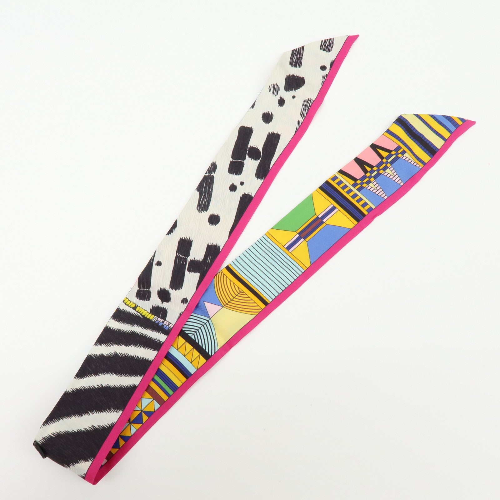 HERMES Twilly Silk 100% Scarf PELAGES ET CAMOUFLAGE Multicolor