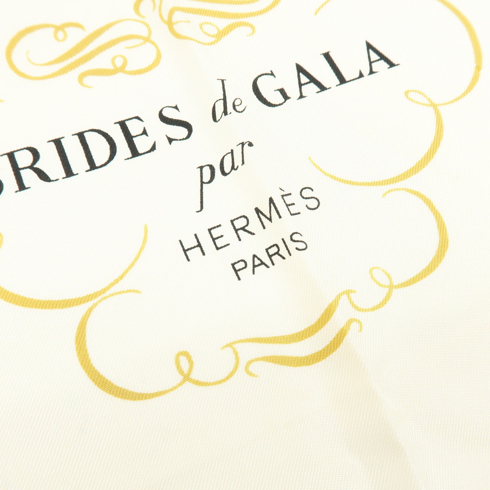HERMES Carre 90 Silk 100% Scarf BRIDES DE GALA Navy White Gold