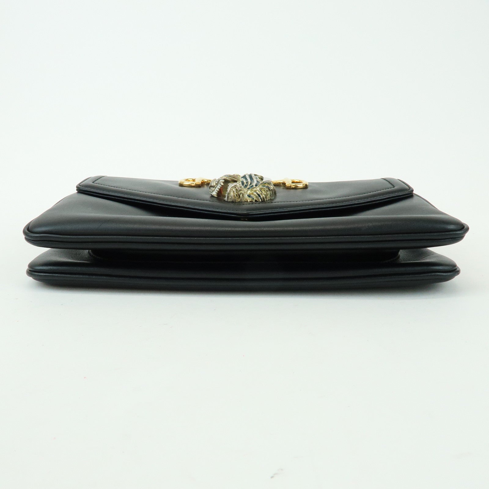 GUCCI Raja Calf Leather Rhinestone Chain Shoulder Bag Black 537241