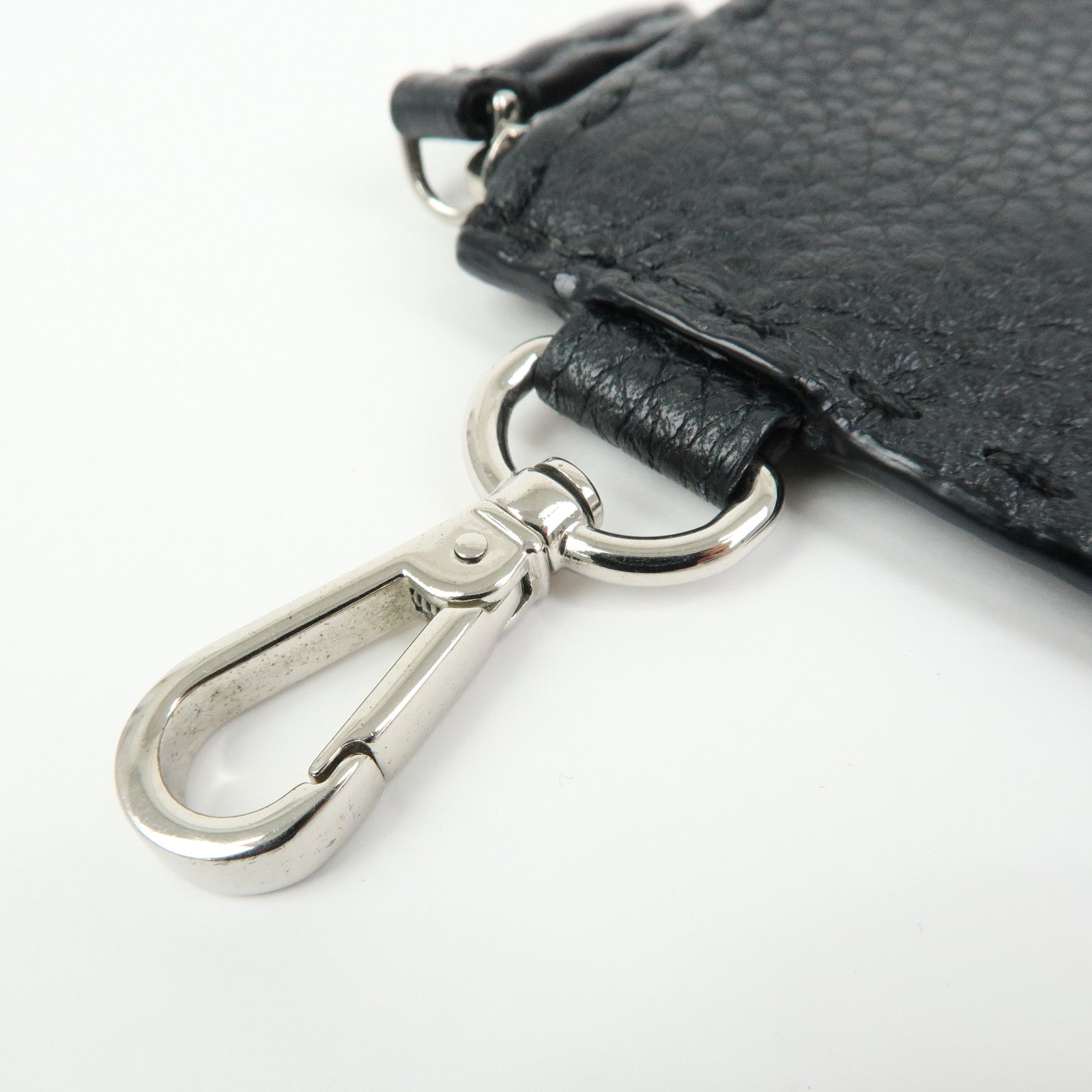 FENDI Selleria Calf Leather Card Case Coin Case Black 7M0343