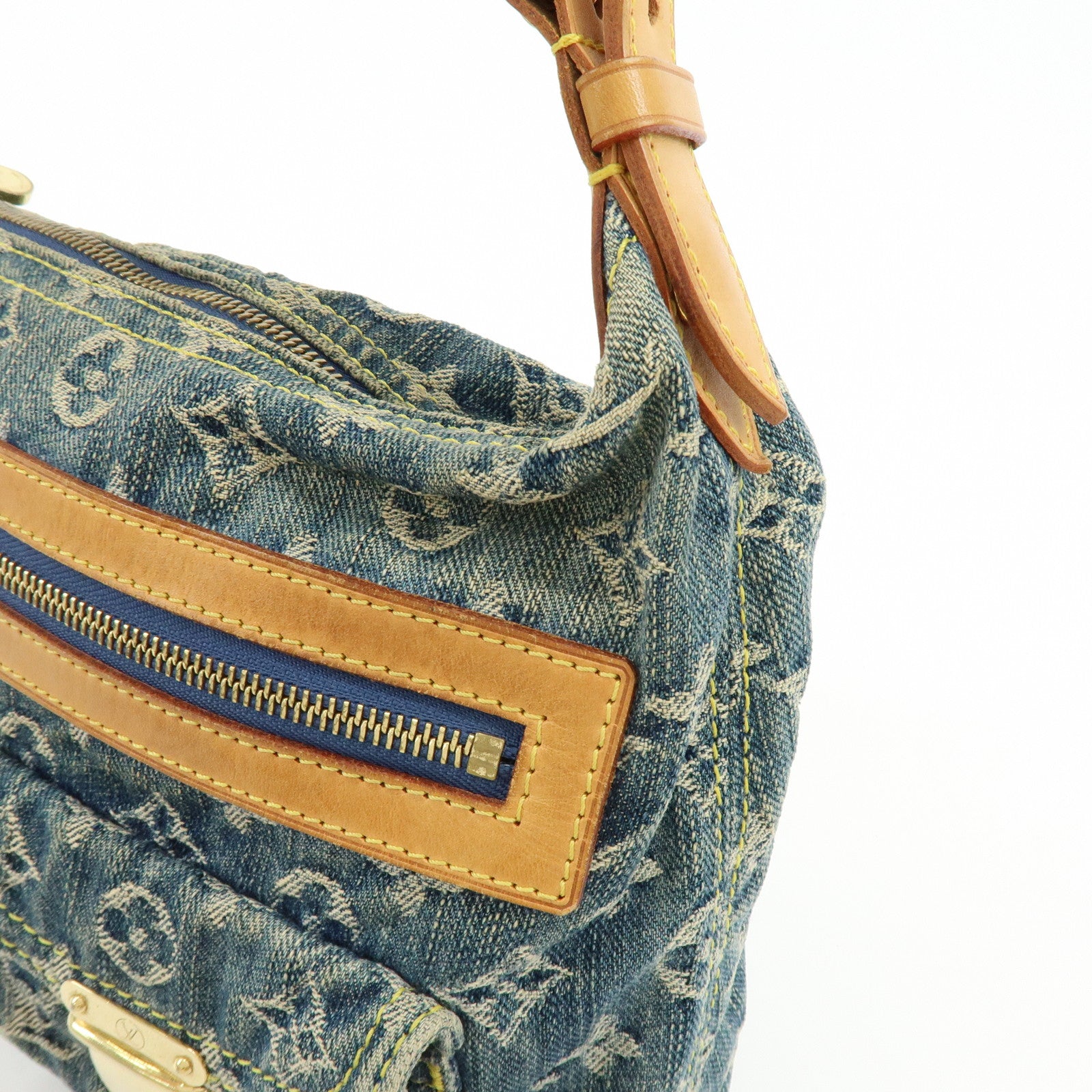 Louis Vuitton Monogram Denim Baggy PM 2Way Bag Shoulder Bag Blue M95049