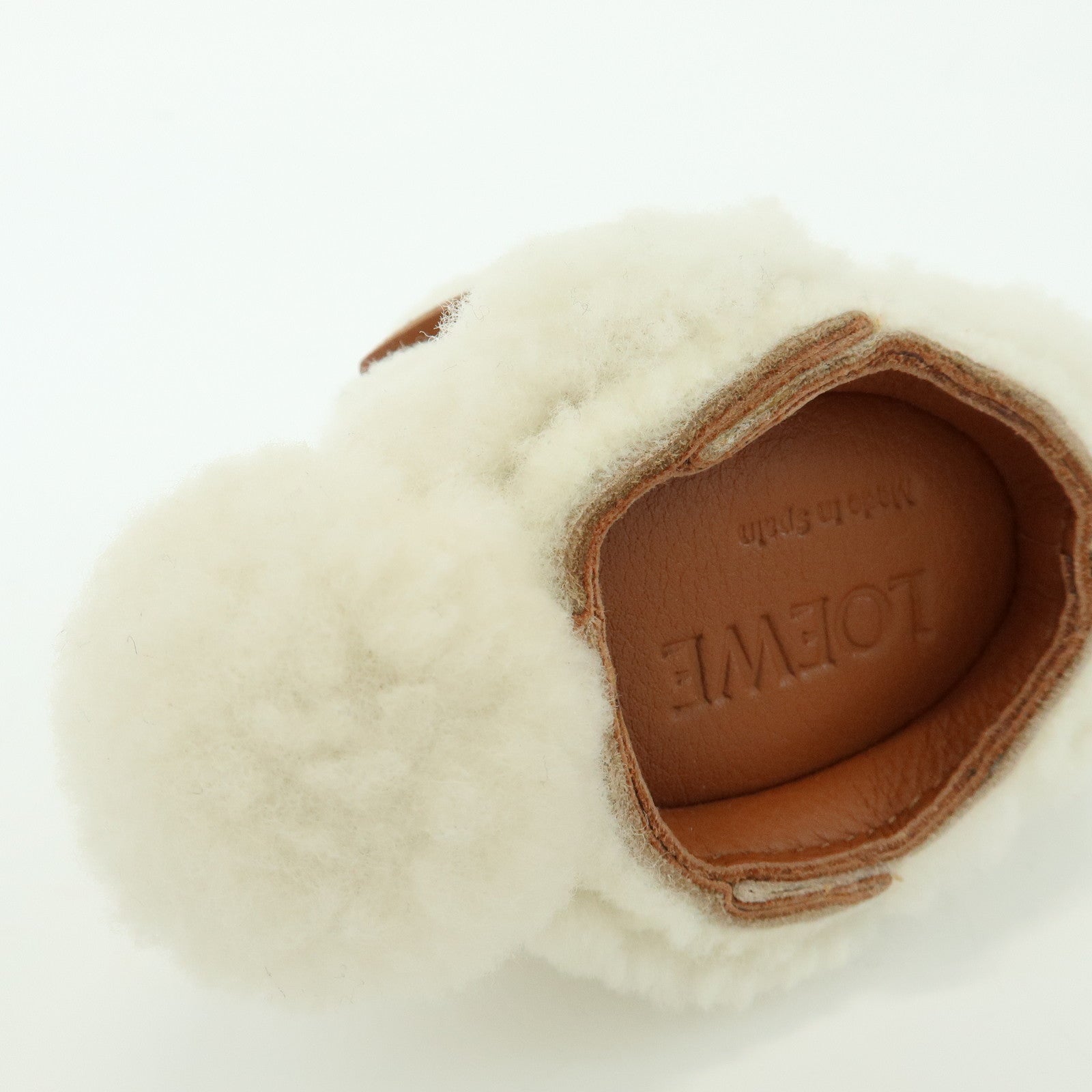 LOEWE Wool Leather Coin Case Bag Charm Rabbit White