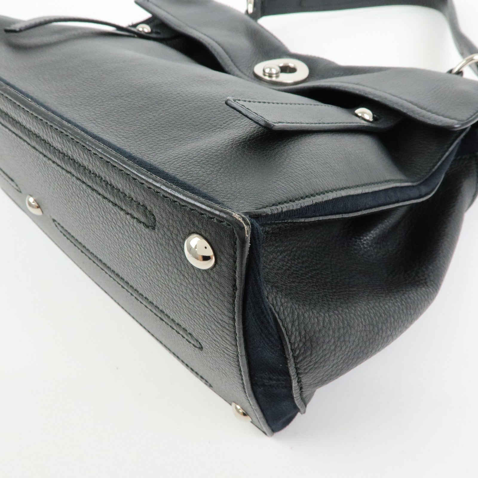 SAINT LAURENT PARIS Muse Two Leather Canvas Hand Shoulder Bag Black