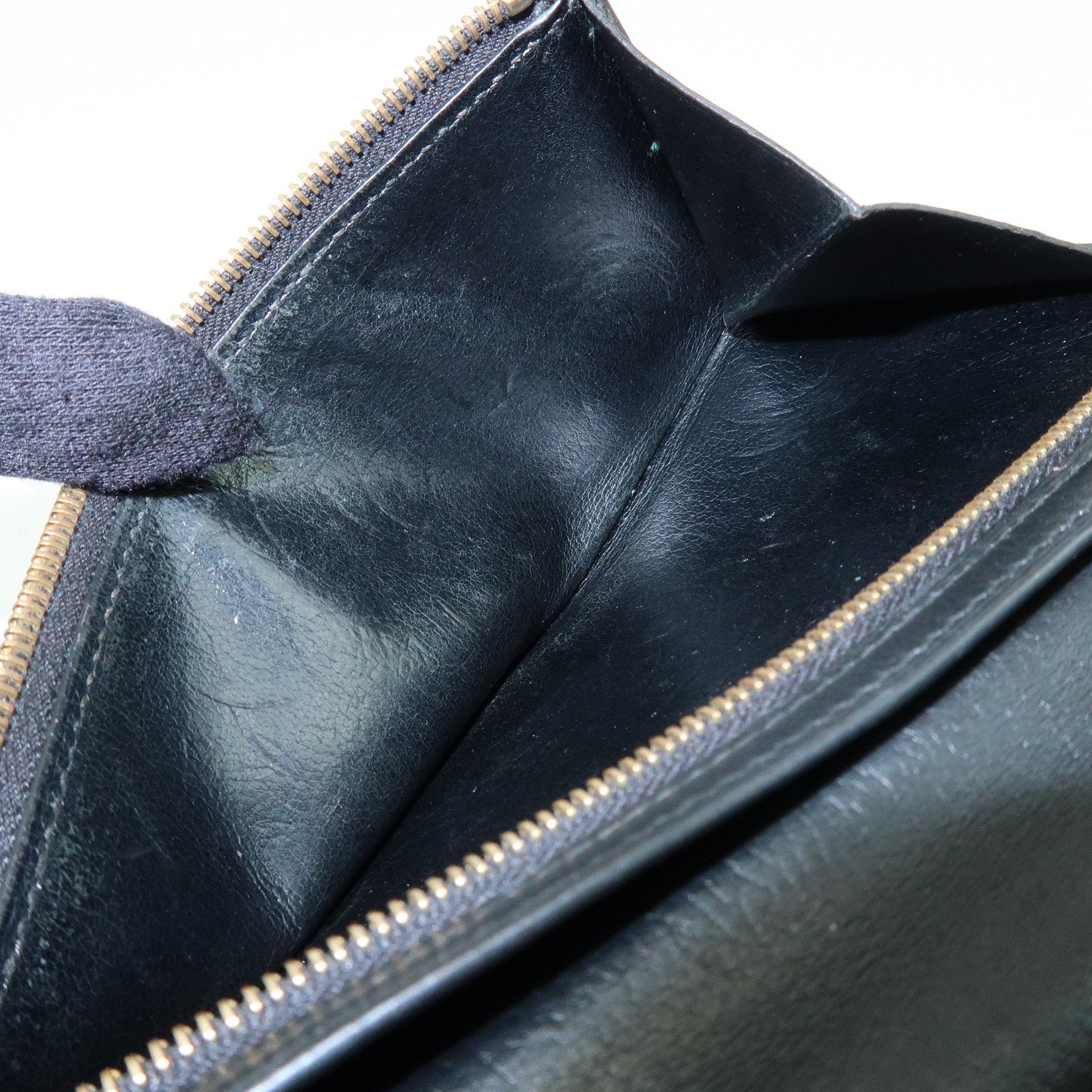 HERMES Bearn Calf Leather Bi-fold Long Wallet □I Stamped Black