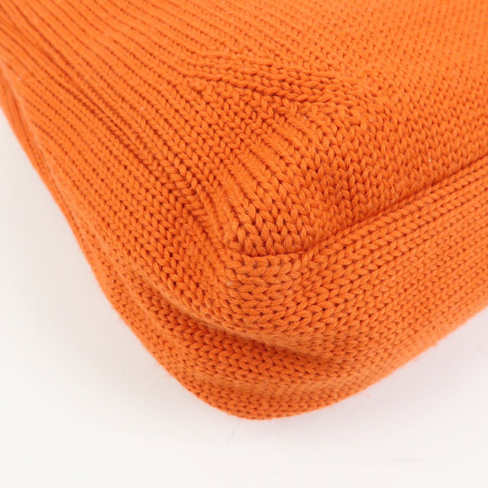 PRADA Triangle Log Wool Leather Hand Bag Shoulder Bag Orange