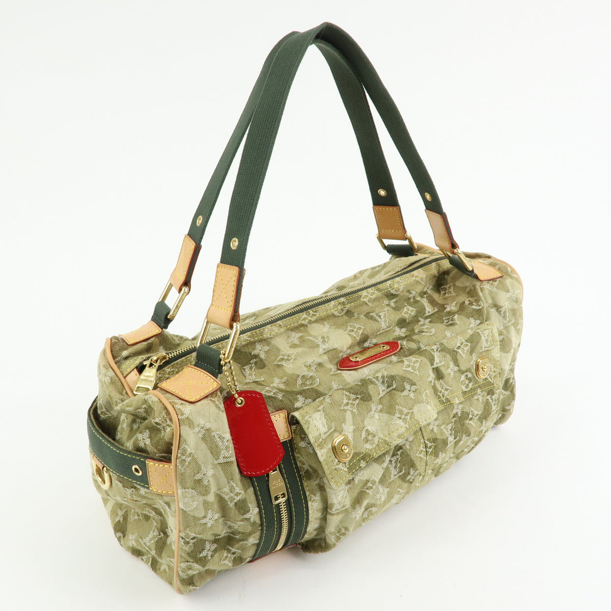 Louis Vuitton Monogramouflage Lys Denim Leather Boston Bag Green M95771