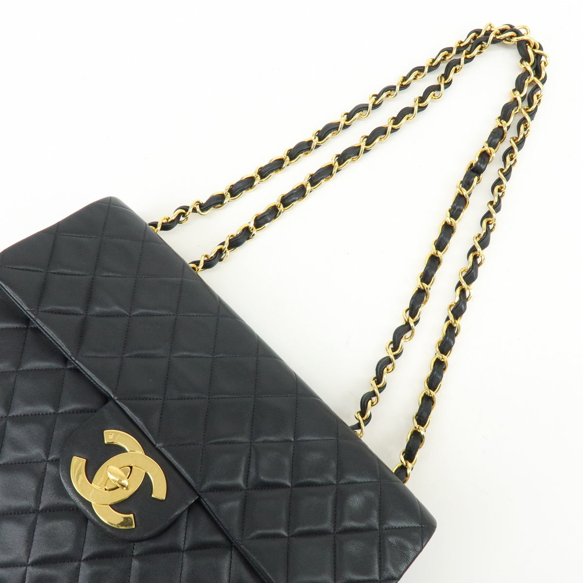 CHANEL Jumbo Matelasse 34 Lamb Skin Chain Shoulder Bag Black A01094