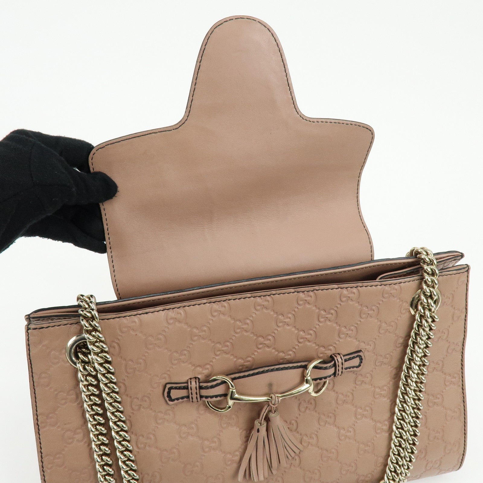 GUCCI Horsebit Guccissima Emily Leather Chain Shoulder Bag 295402