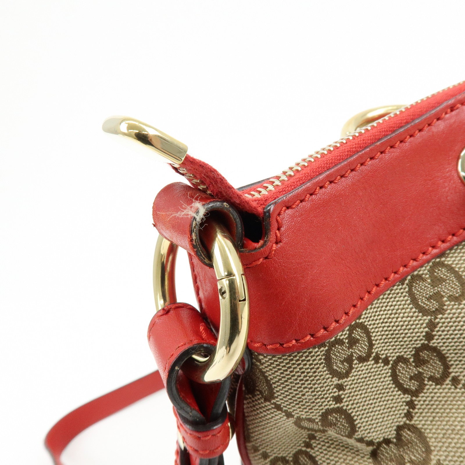 GUCCI GG Canvas Leather Shoulder Bag Valentine Limited 309122