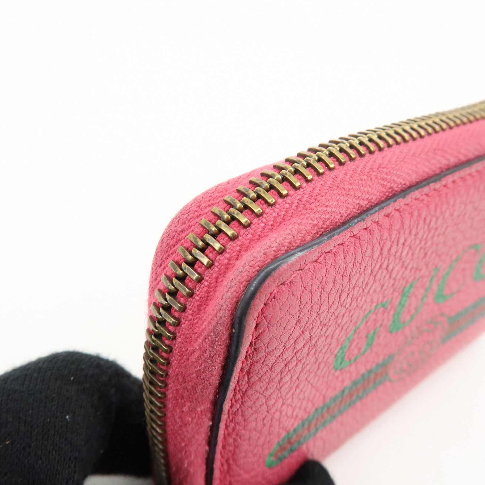 GUCCI Interlocking G Sherry Leather Round Zipper Coin Case Pink 496319
