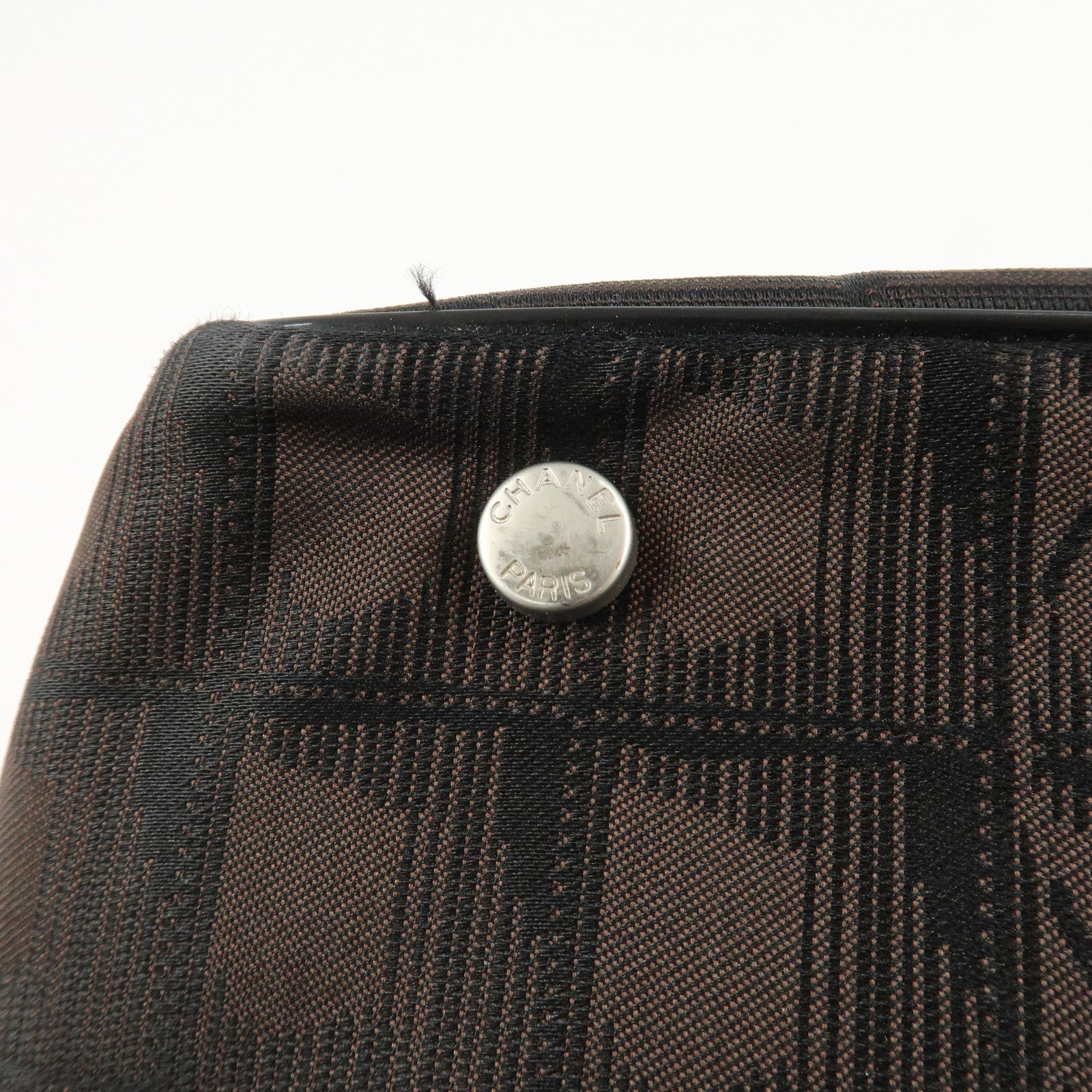 CHANEL New Travel Line Nylon Jacquard Leather Tote PM Dark Brown A20457 Used