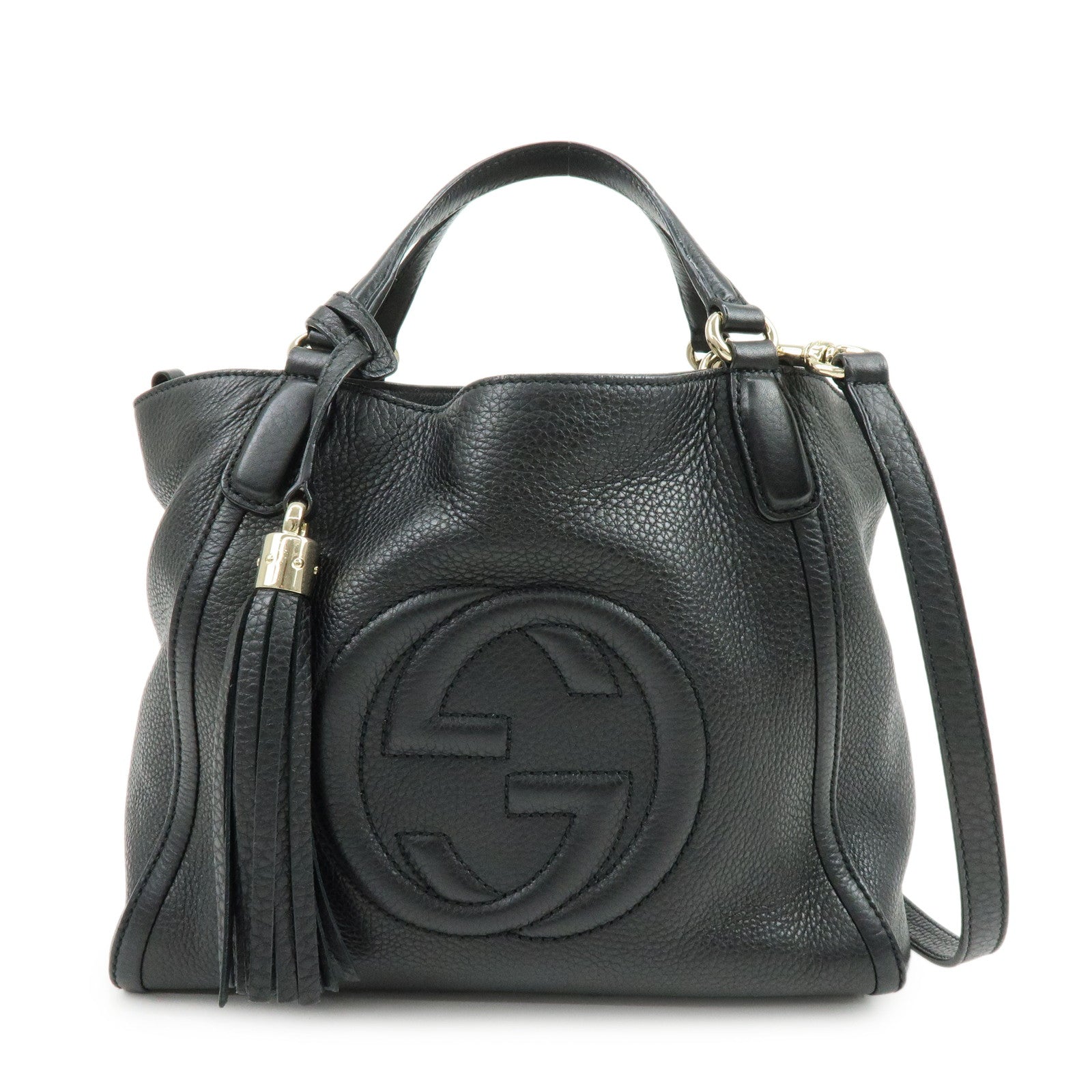 GUCCI SOHO Interlocking G 2Way Bag Hand Shoulder Bag Black 336751