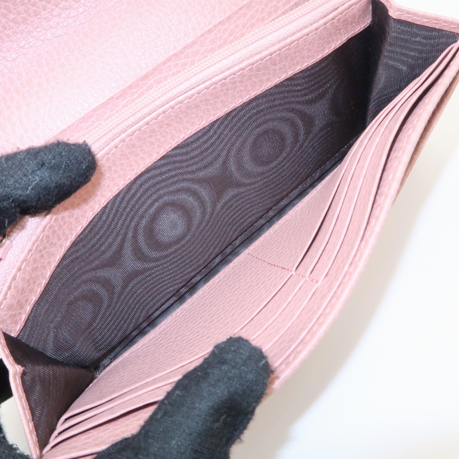 GUCCI Swing Leather Continental Wallet Long Wallet Pink 376186 Used
