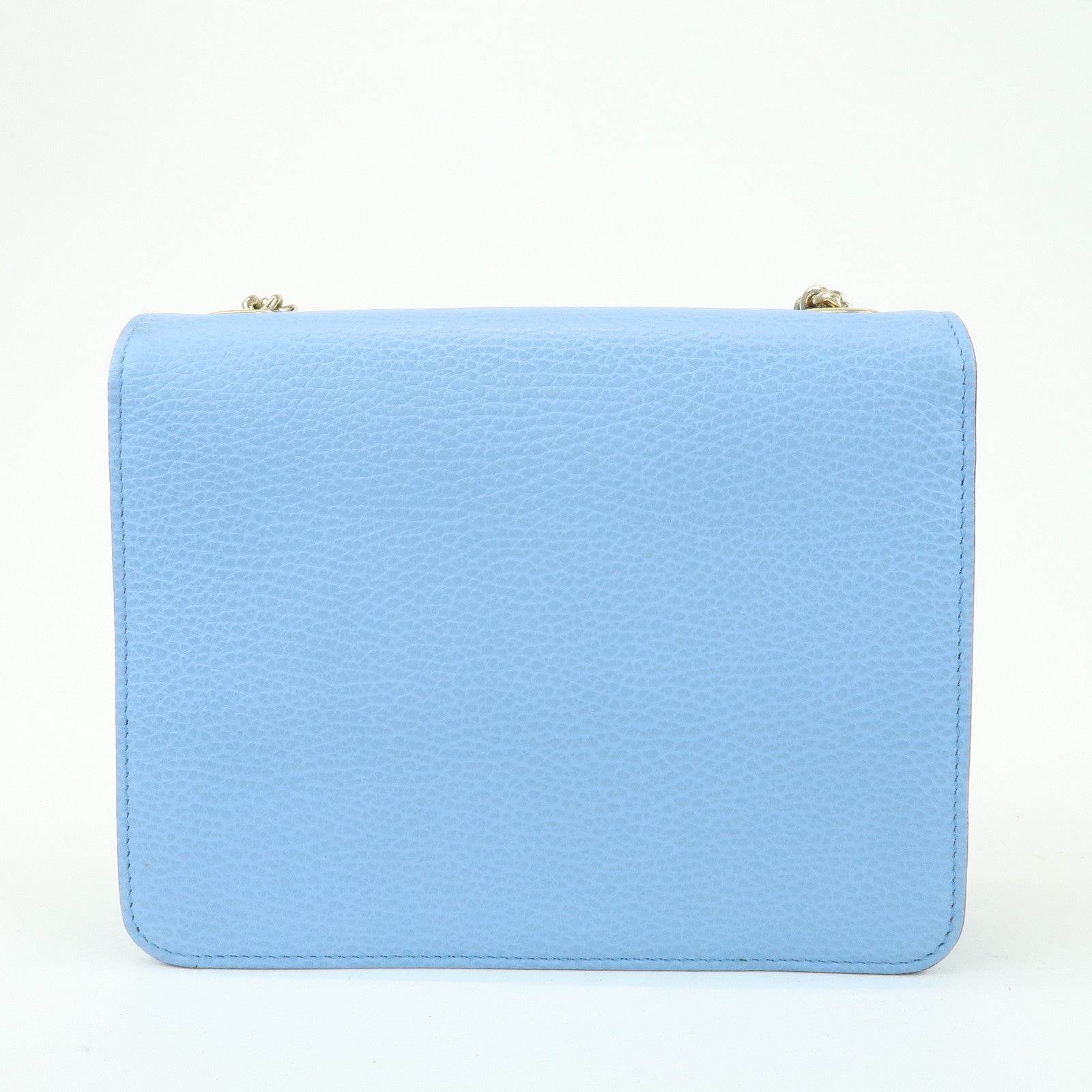 GUCCI Interlocking G Leather Chain Shoulder Bag Light Blue 510304