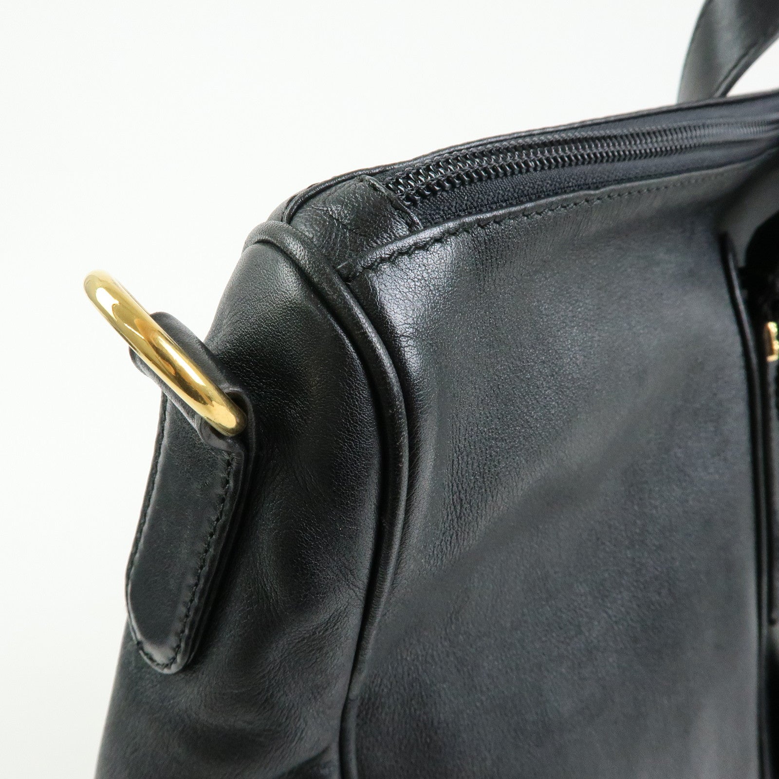 LOEWE Anagram Calf Leather 2Way Bag Boston Bag Travel Bag Black