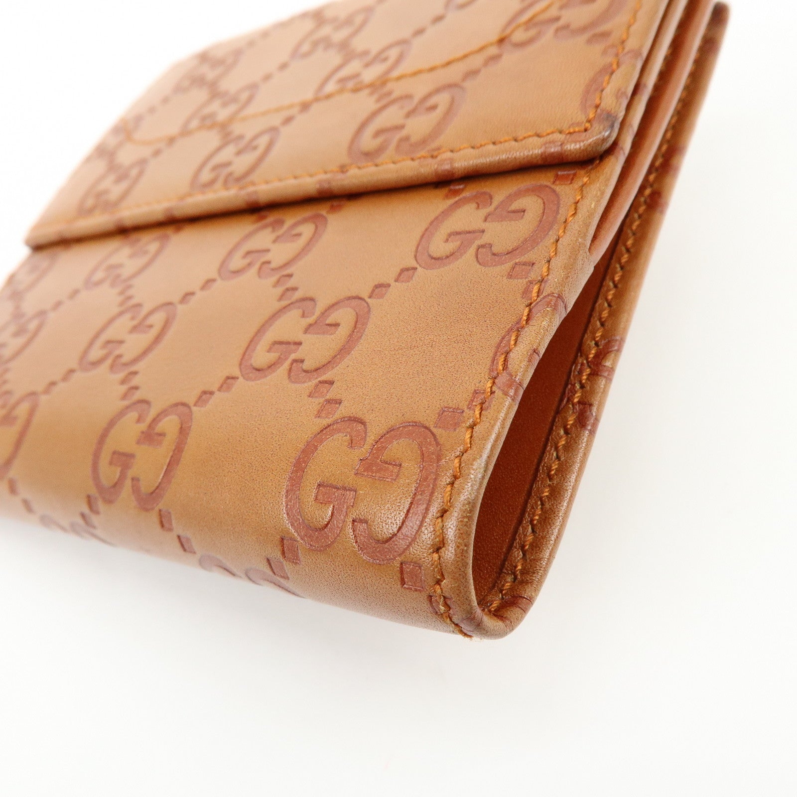 GUCCI New Jackie Guccissima Leather Compact Wallet Brown 141435