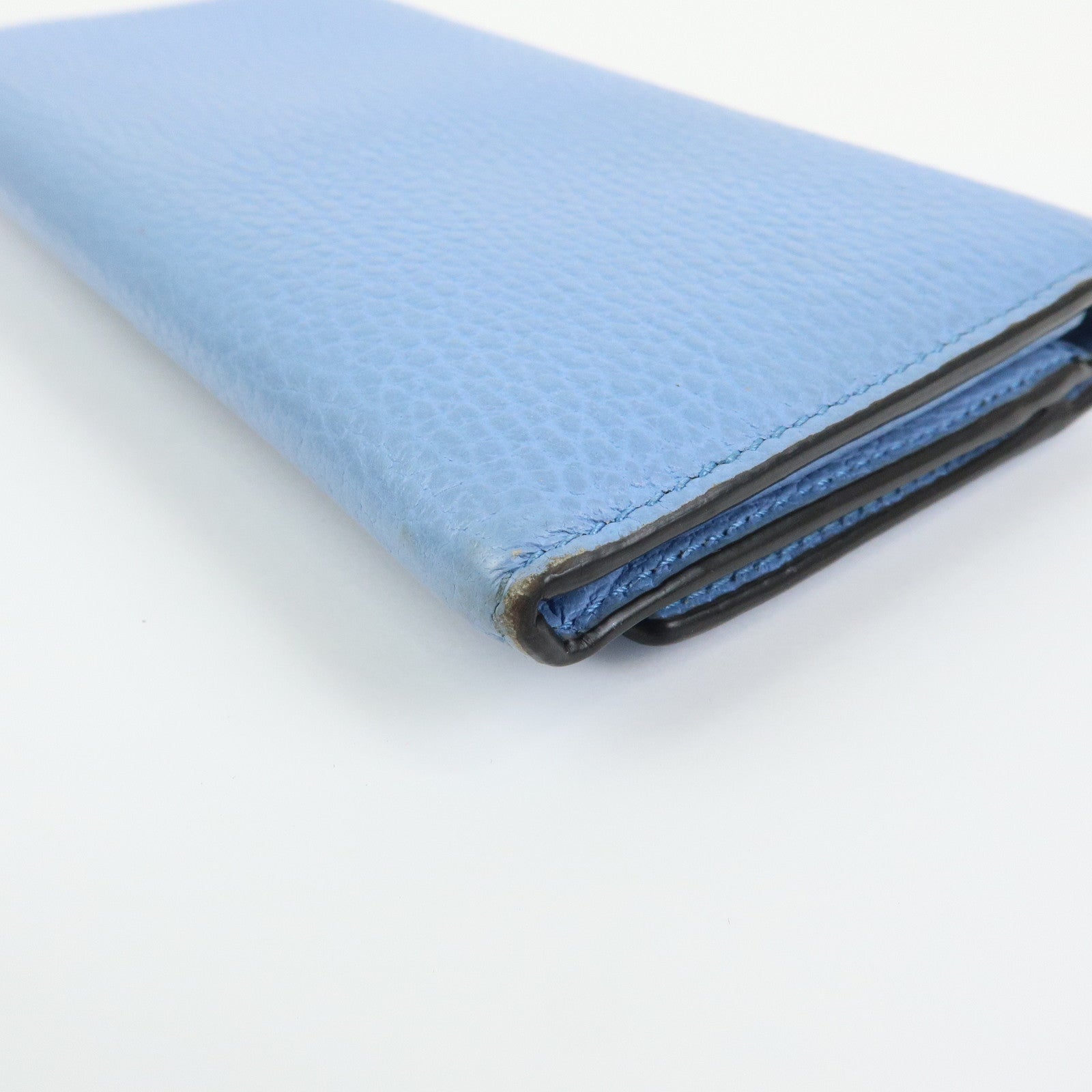 GUCCI Interlocking G Leather Flap Bi-fold Long Wallet Light Blue 449279
