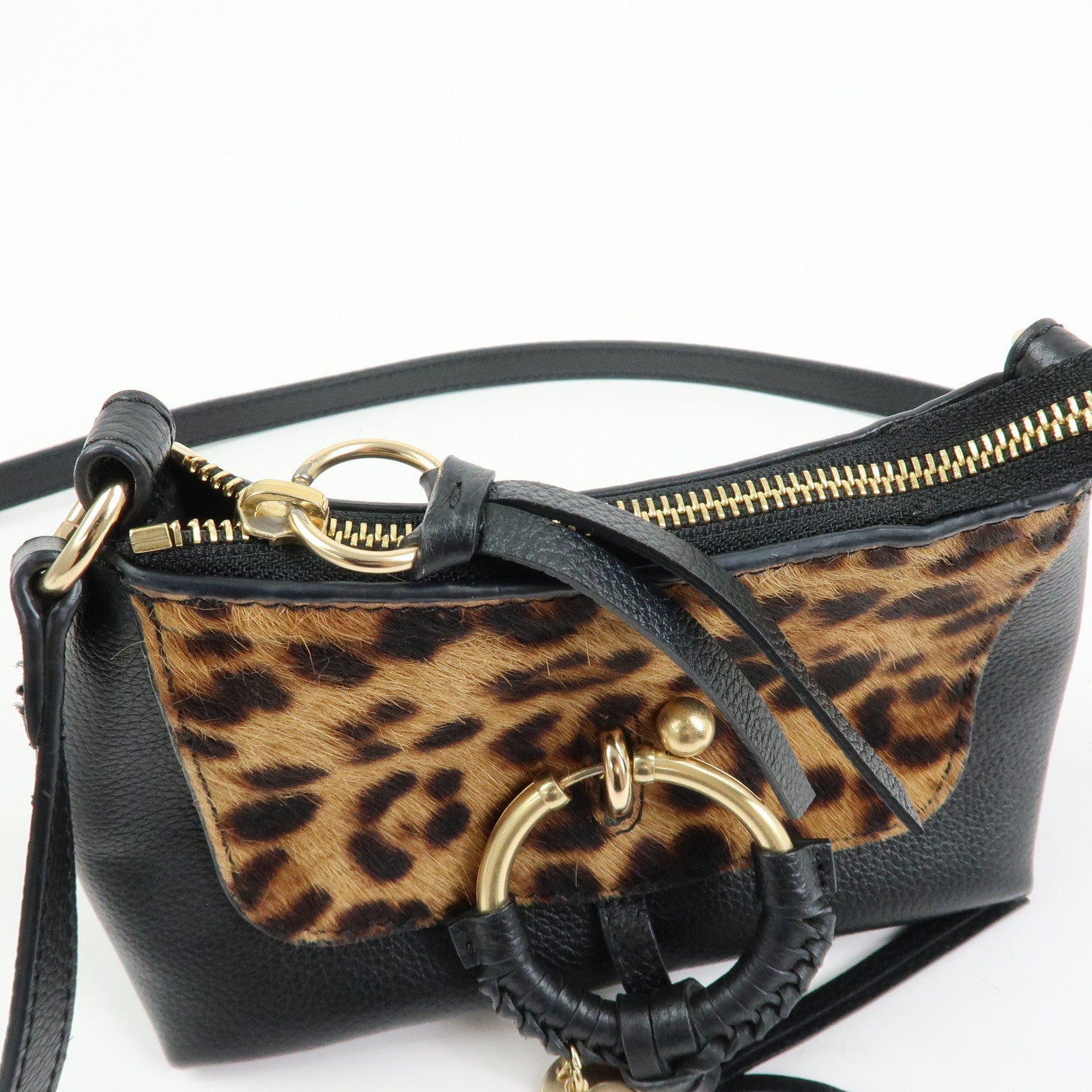 Chloe See By Chloe Joan Leather Unborn Calf 2Way Bag Leopard Black