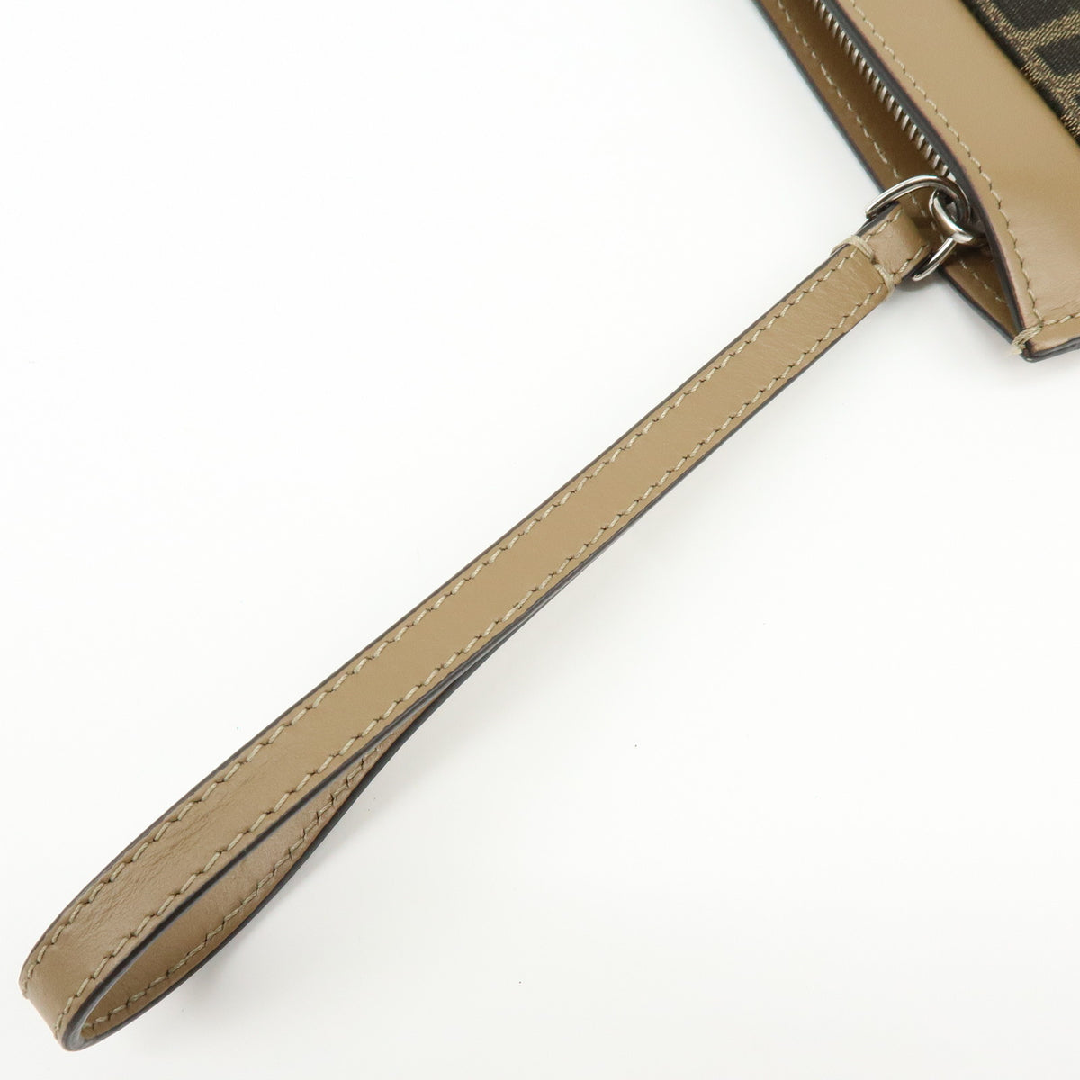 FENDI Zucca Flat Slim Canvas Leather Clutch Bag Pouch Brown 7N0134
