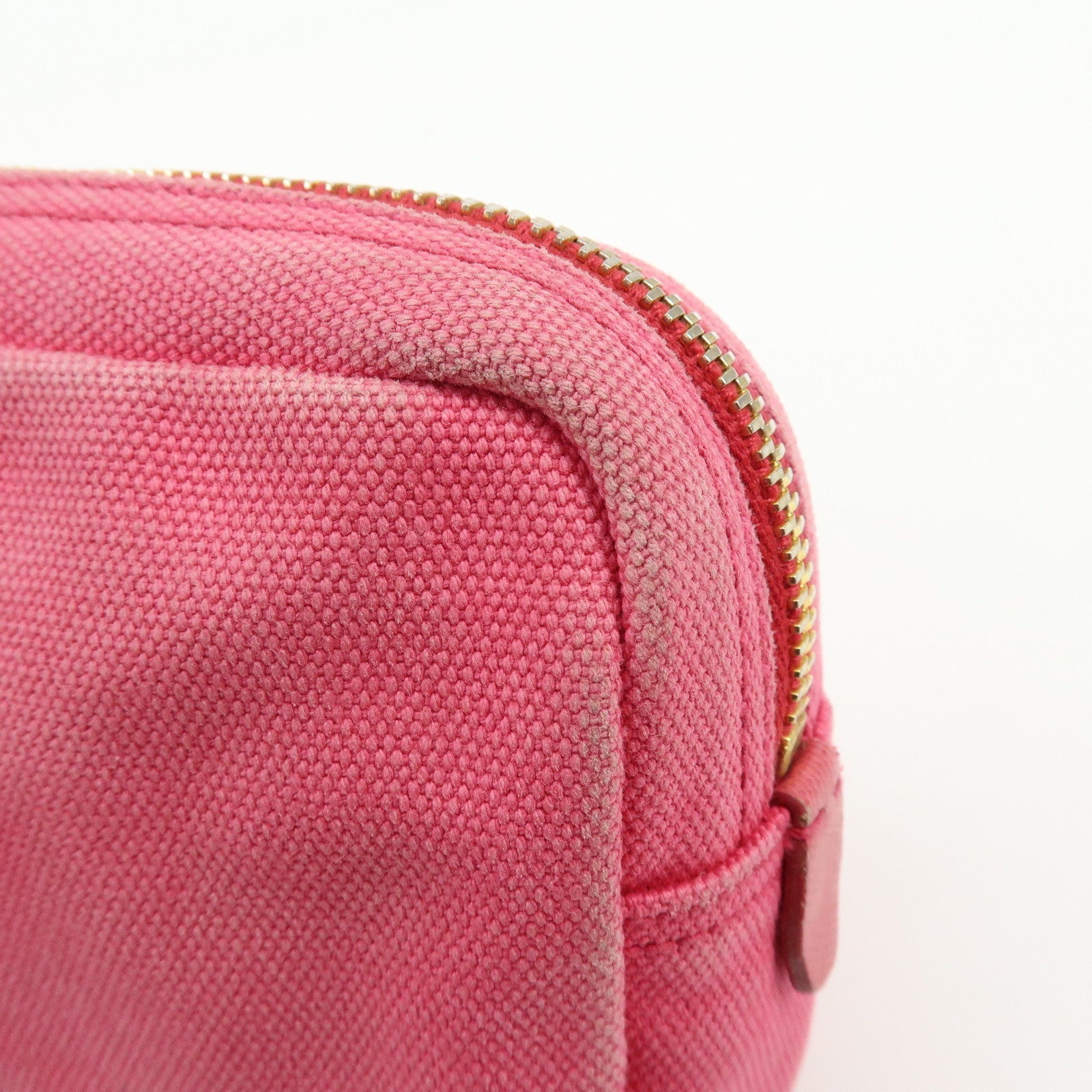 PRADA Triangle Logo Canvas Leather Pouch Cosmetic Pouch Pink
