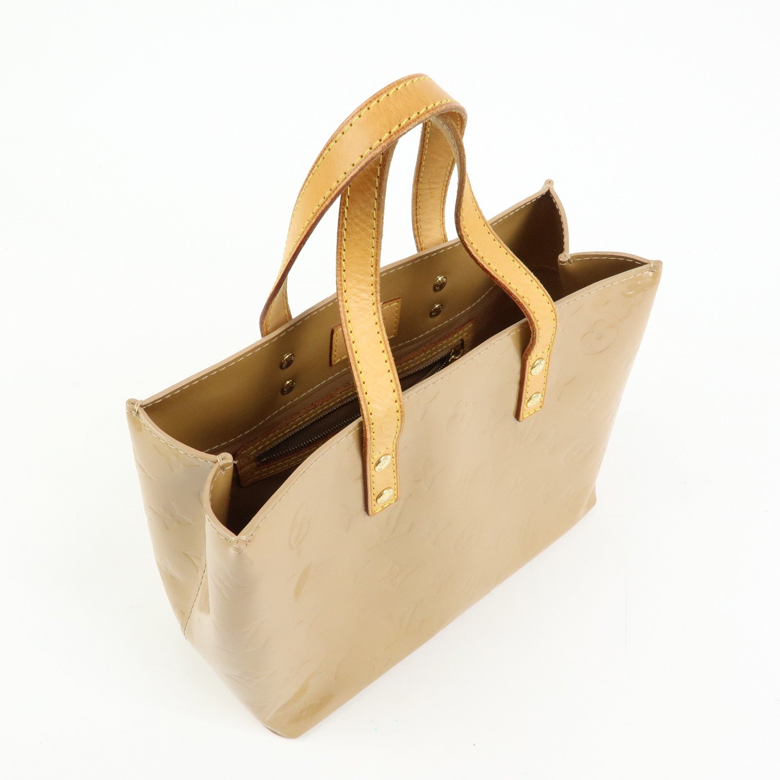 Louis Vuitton Monogram Vernis Reade PM Leather Hand Bag Noisette M91334